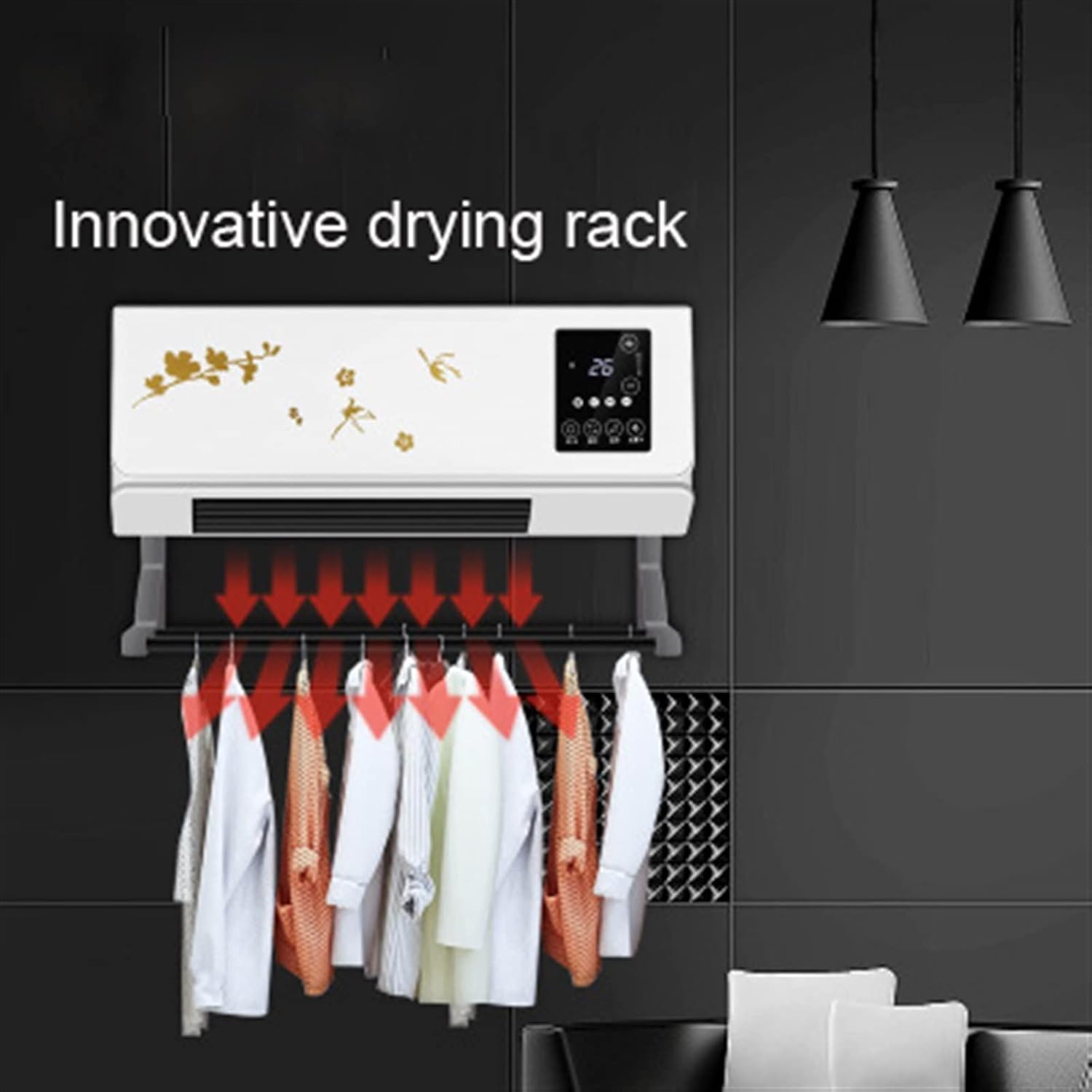 Space Heater 2000W Wall Mounted Air Cooler Conditioner Heater Fan Heating Cooling Room Bathroom Waterproof Remote Timing Air Conditioning Fan Electric Heaters (Color : Gold, Size : 2000W)