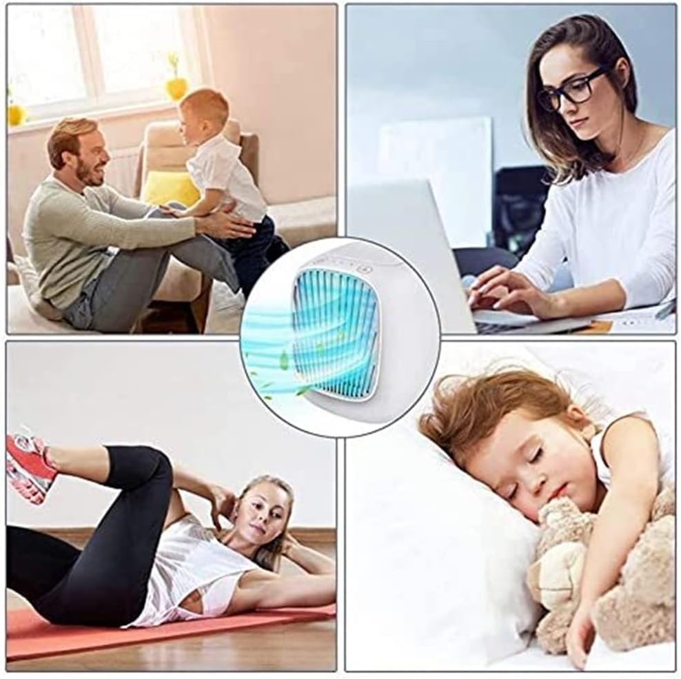 Portable Air Cooler,7 Colors LED USB Cooler Fan Air Cooling Fan Rechargeable Fan for Office Room