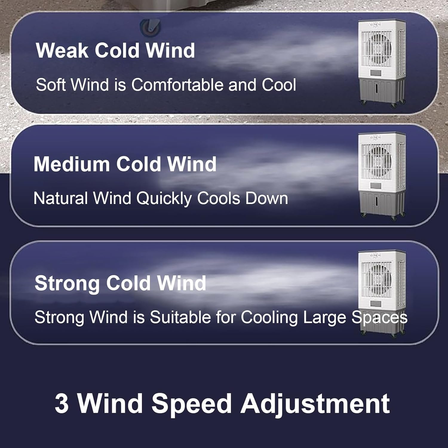 47in Outdoor Patio Air Conditioner, Evaporative Air Cooler with 4 Ice Packs, Portable Swamp Cooler, Ventless AC Unit Ductless, 3 Speeds, 18 Gal Tank for Room Garage Patio