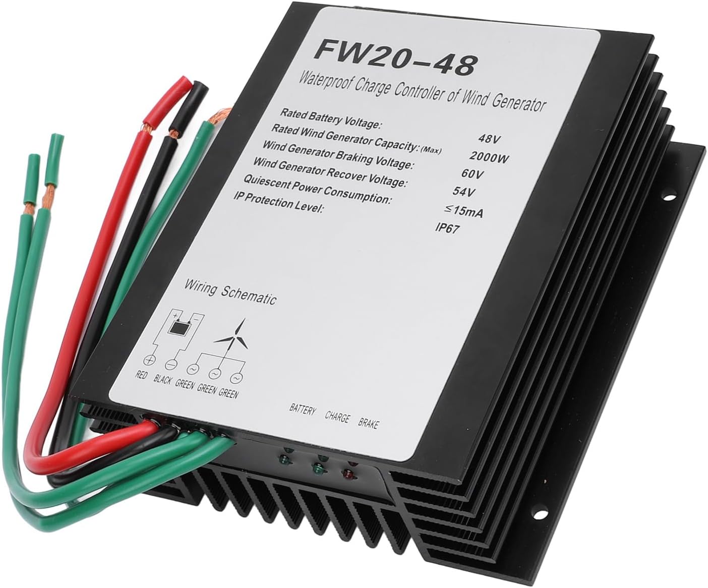 MPPT Wind Turbine Charge Controller 48V IP67 Water , Automatic Braking for 2000W Wind Turbine - Advanced Heat Dissipation, Reliable Protection, Ideal for Renewable Energ