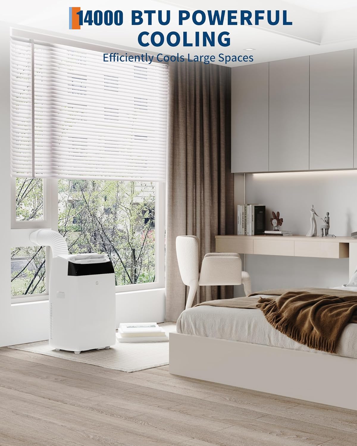 14000 BTU Room Air Conditioners with Remote Control, 3-In-1 Free Portable AC Unit with Fan & Dehumidifier, Cools Room Up to 700 Sq.Ft, Smart/Sleep Mode,3 Speed,Auto Swing,24H Timer