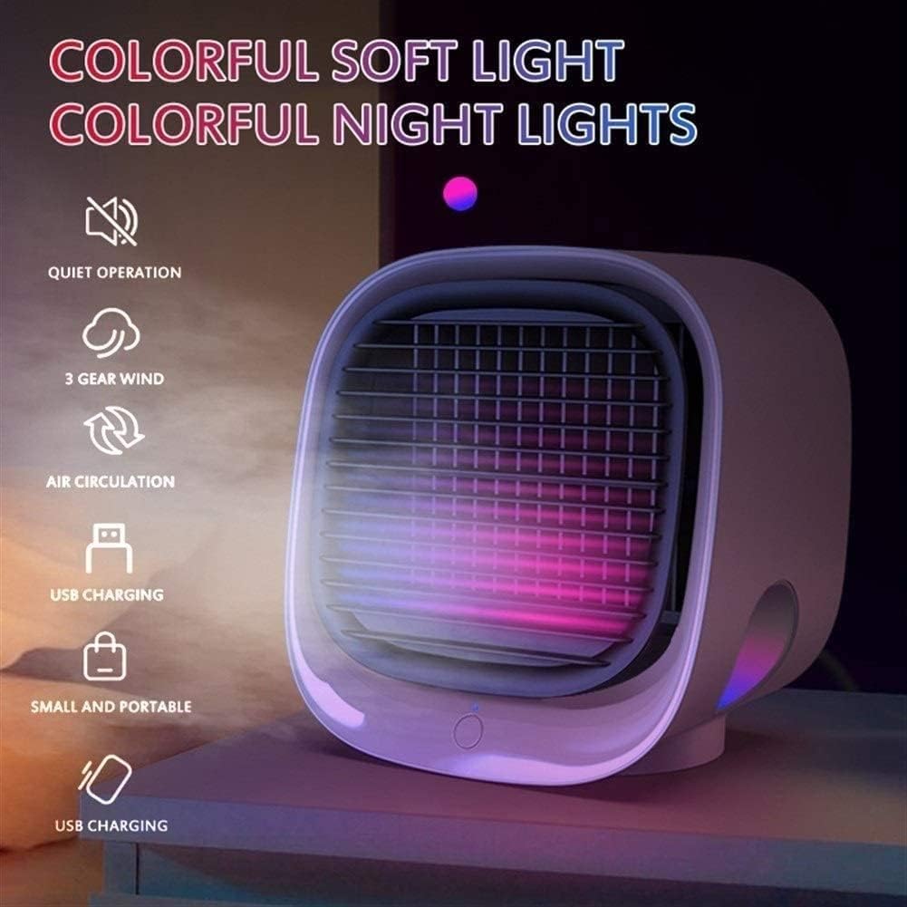 Mini Air Conditioner Fan, Portable Air Conditioner, Portable Desktop Cooling Fan, Personal Table Air Conditioner Fan for Small Room Office Camping (Color : White)