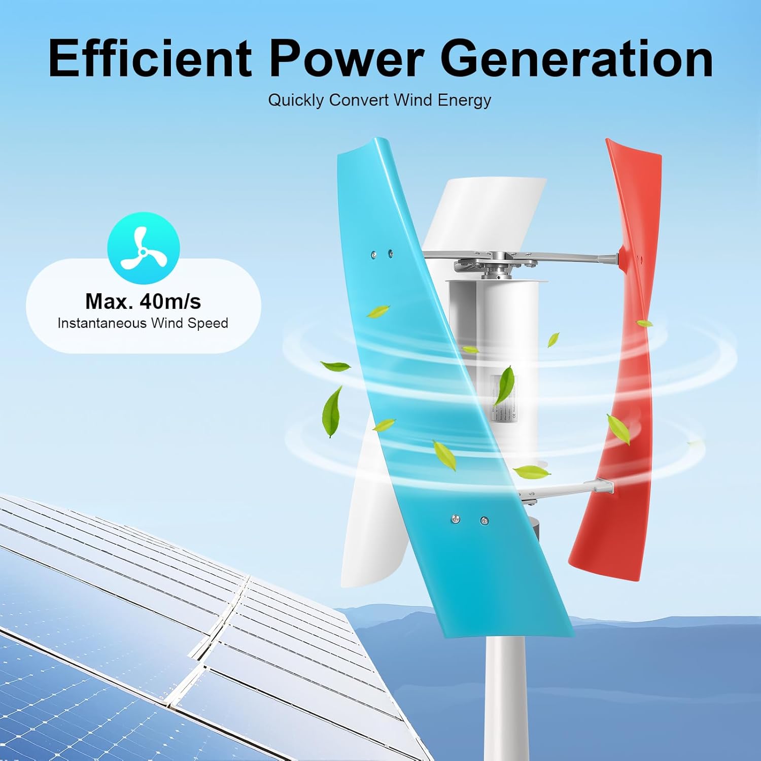 Wind Turbine, 3-Blade Wind Turbine Generator Automatic Home Windmill Kit with Controller, Home Wind Turbine System Wind Power Equipment for Boats, Gazebos, Chalets, IP67 Protection Grade