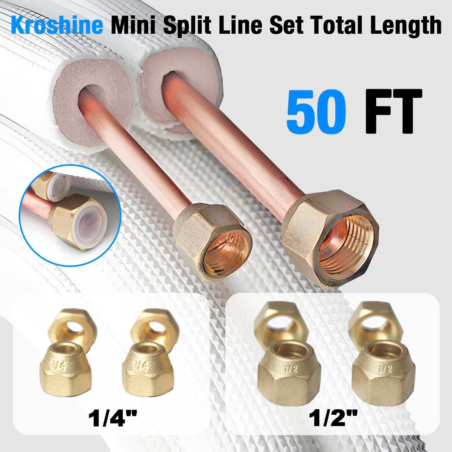 50 Ft Mini Split Line Set 1/4