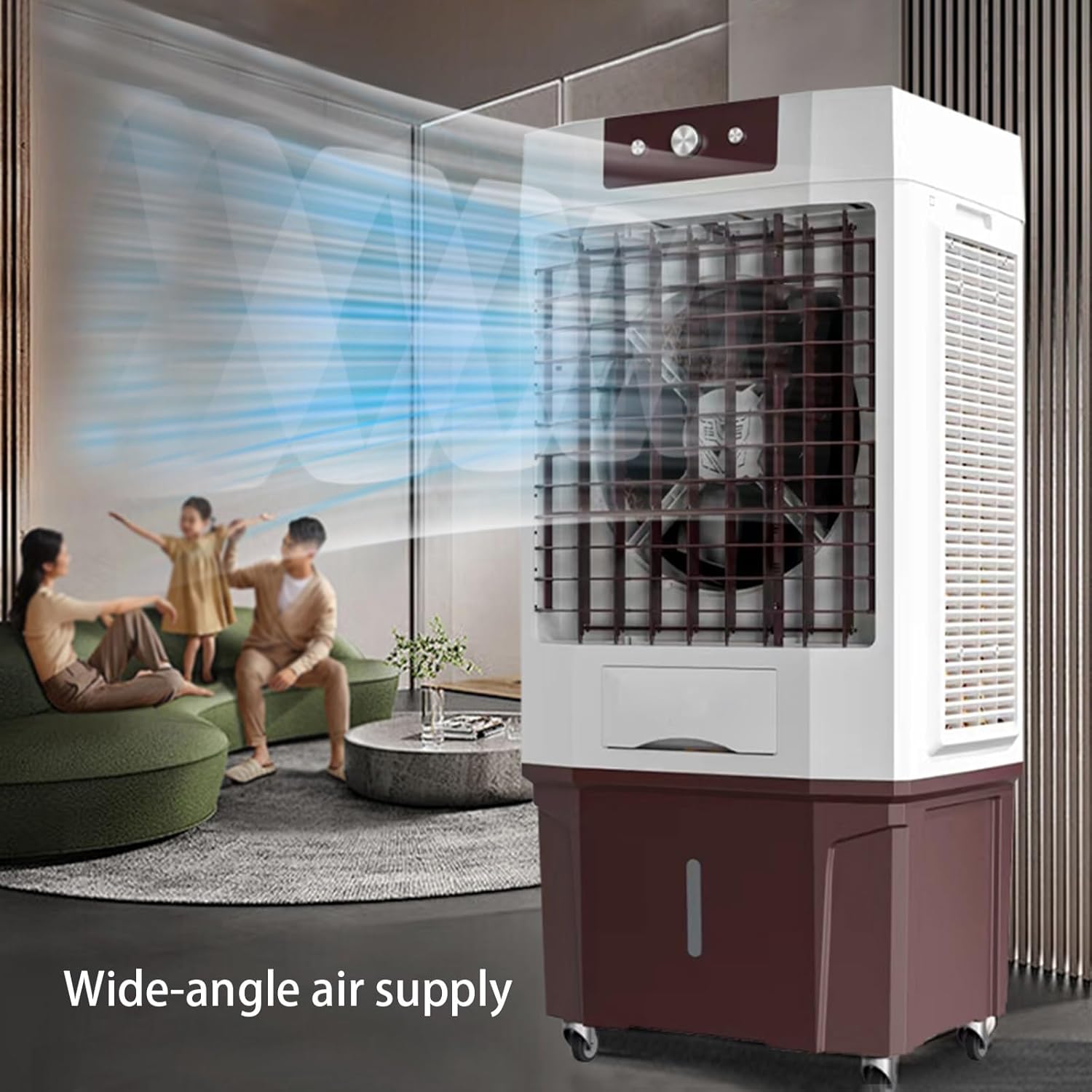 Evaporative Air Cooler, Portable Air Conditioner with Large Tank and 2 Ice Packs, Oscillation Swamp Cooler for Room Office