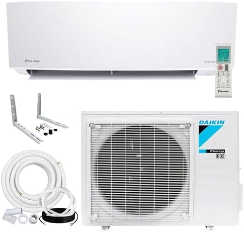 Daikin 9,000 BTU 18 SEER2 Entra R32 Series Ductless Mini Split Heat Pump System w/Maxwell All-Inclusive 15’ Installation Kit and Wall Mounting Bracket (230V), White, RXC09+FTXC09+IKM1438+WAFP24