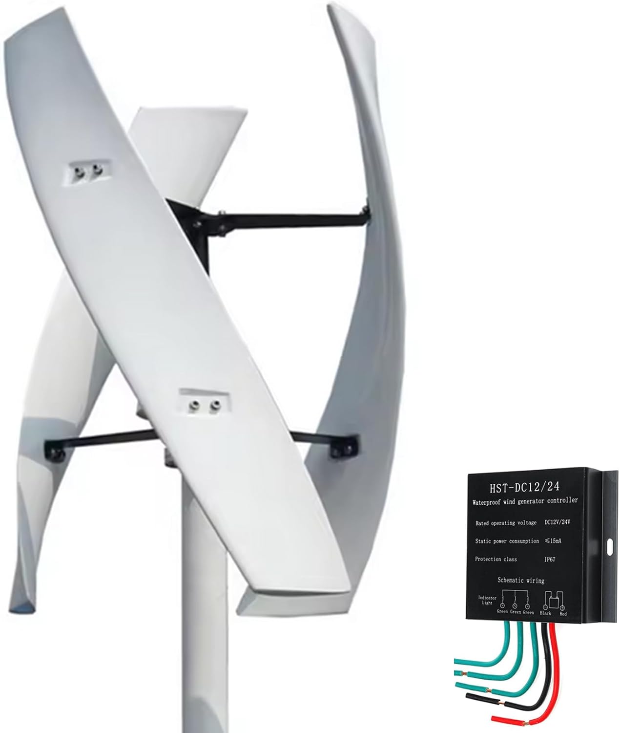 Portable Wind Turbine 3000W,12V 24V 48V 220V 3-Phase 3 Blades Vertical Axis Efficient Wind Tur-Bine Generator for Home, Farm, Rvs, Boats