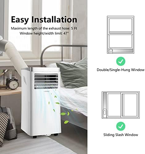 ARLIME 3-IN-1 Portable Air Conditioner, 8000 BTU AC Unit w/Fan & Dehumidifier, 2 Fan Speed, 24H Timer, Low Noise Sleep Mode, Ait Conditioner for Bedroom, Cools up to 230 Sq.ft