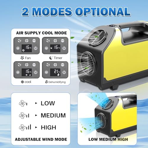 Tent Air Conditioner, 24V 2000BTU 360W Portable Camping Air Conditioner, 15s Fast Cooling LED Display 300Min Contination, 3 Wind Speeds for Van Life, Camping Tent, Outdoor, Indoor White