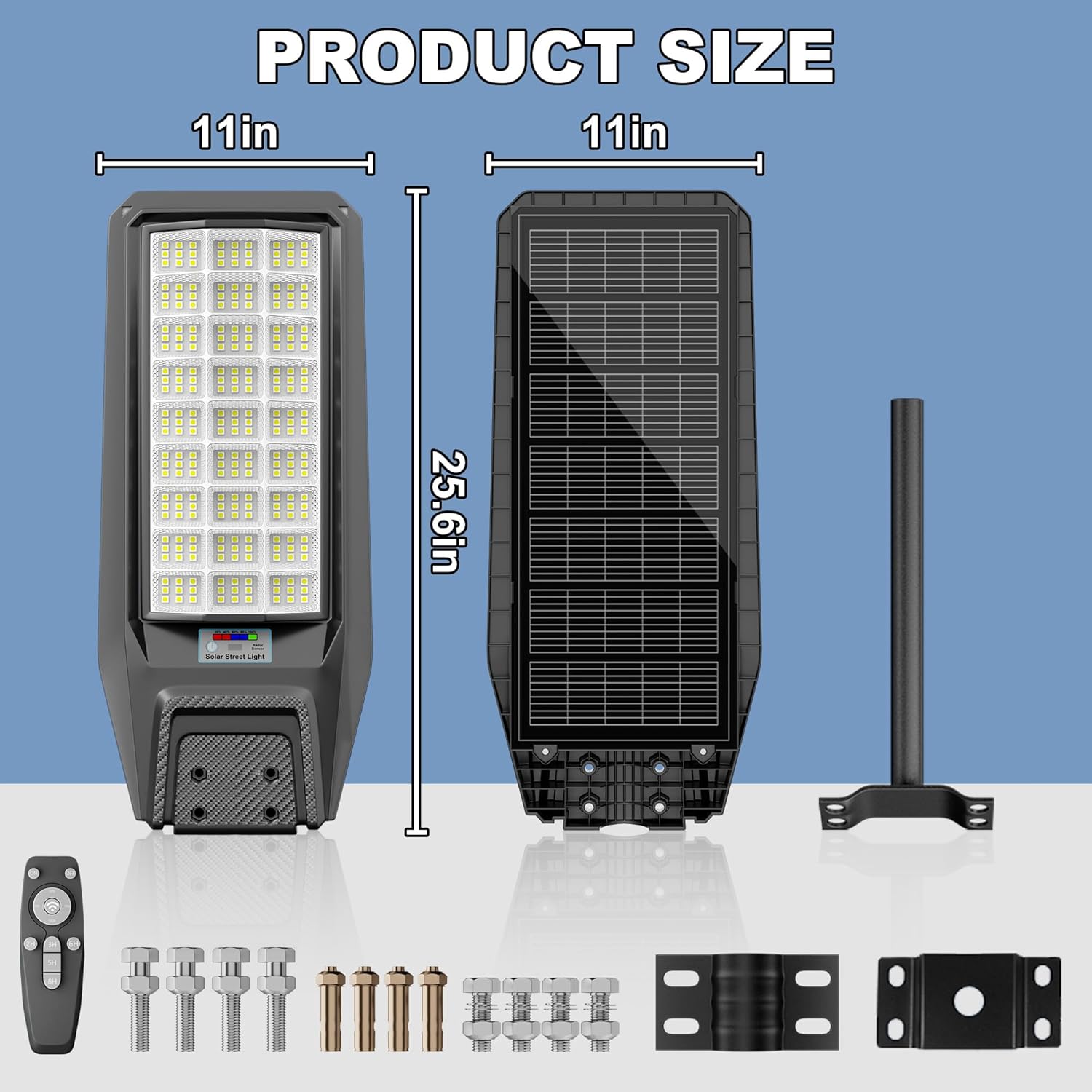 9500W Solar Lights Outdoor Waterproof, Commercial Street Lights Solar Powered Dusk to Dawn 243 LEDs with Remote/Motion Sensor, IP67 for Parking Lot/Garden/Yard, 2 Pack