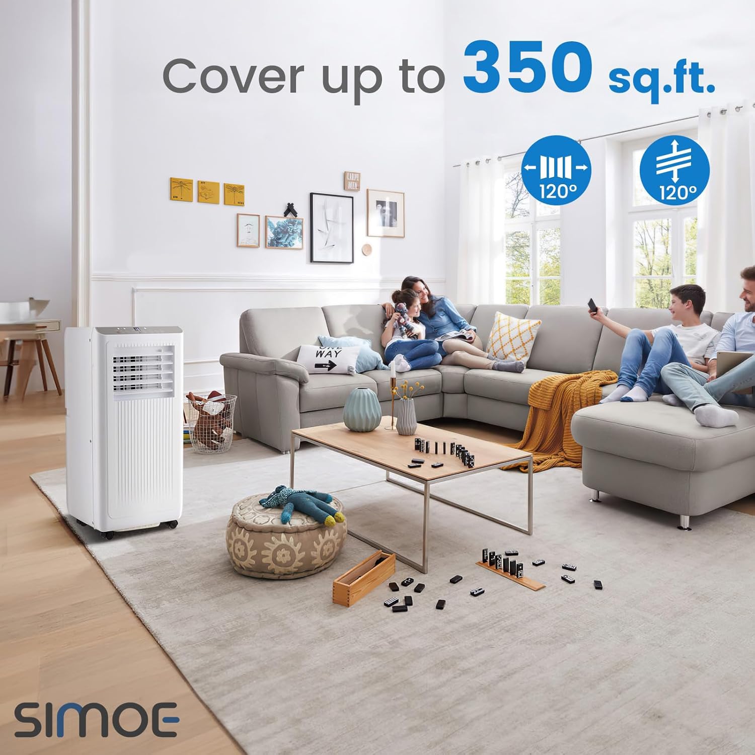 SIMOE Portable Air Conditioner, 10000 BTU Portable Ac Unit with Remote Control, Digital Display, Installation Kit, Sleep Mode, 24H Timer, AC Unit for Bedrooms Up to 350 Sq.Ft, White (10000 BTU)