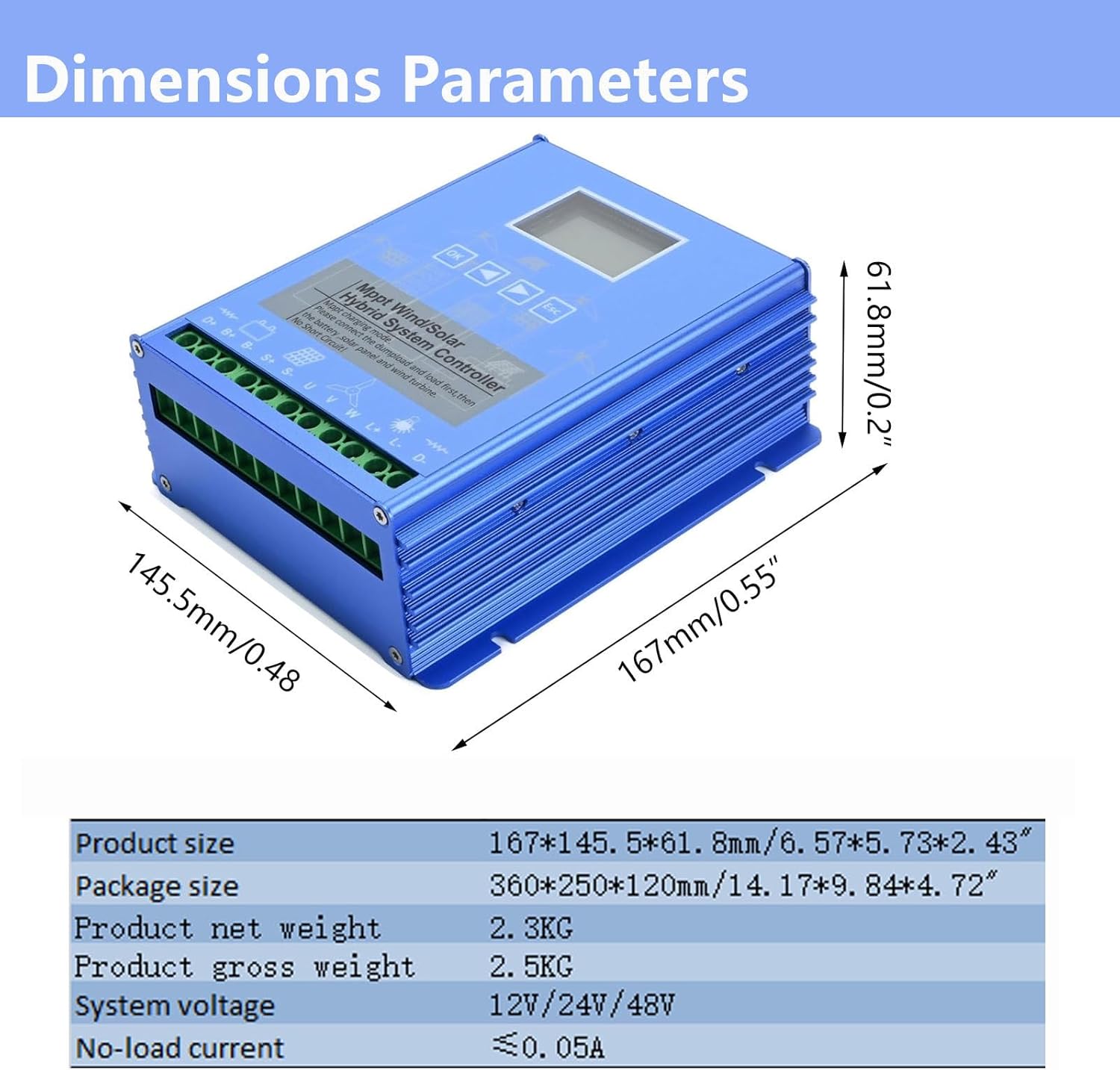 Wind Solar Hybrid Charge Controller,Hybrid Charge Controller,12V/24V/48V,15000W,Mppt Boost Charging with LCD Display and Dump Load,Automatic Controller for Home, Boat, Street Light 24V