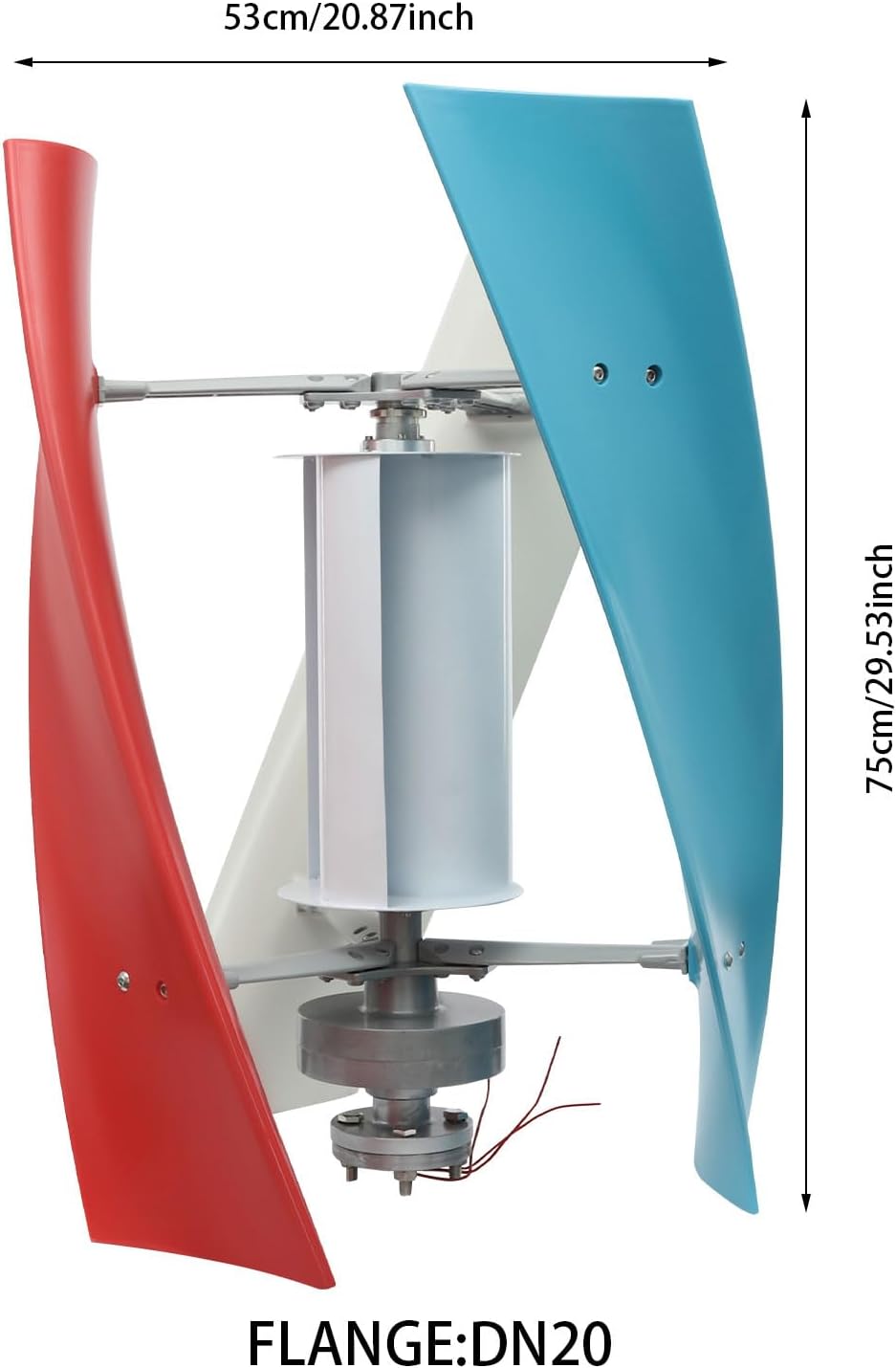 24V Vertical Wind Turbine, 3-Blade Vertical Axis Wind Turbine Generator Kit with Auxiliary Wind Wheel, 100W Wind Power Generator for Home Business Industrial Power Supply (24, Volts)