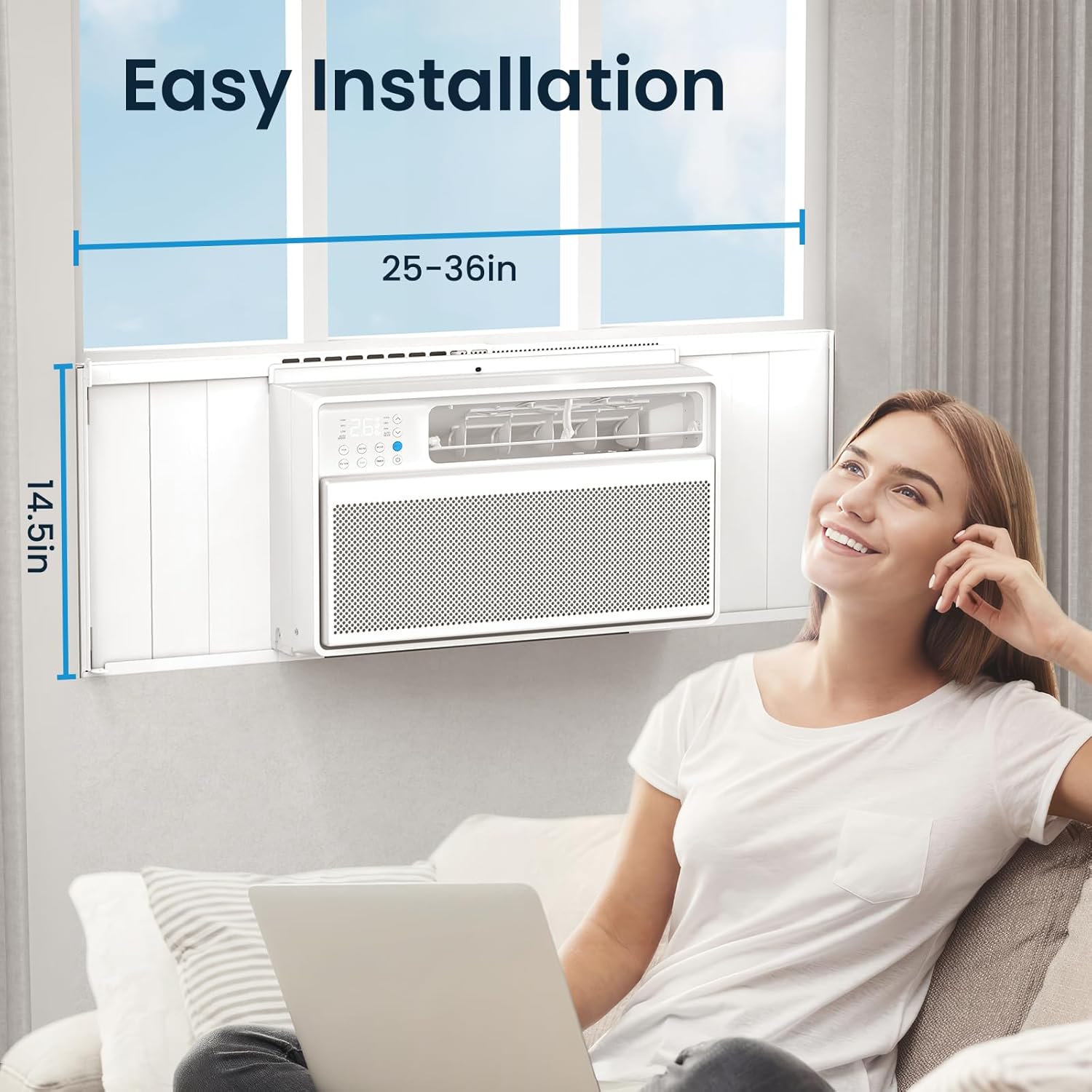 ZAFRO 12000BTU Window Air Conditioners Cool up to 550 Sq. Ft,2 Cooling & 4 Fan Speeds,Ultra-Quiet, Remote Control, Sleep Mode & Energy Saving AC Unit for Bedroom, Living Room,White[2025New]