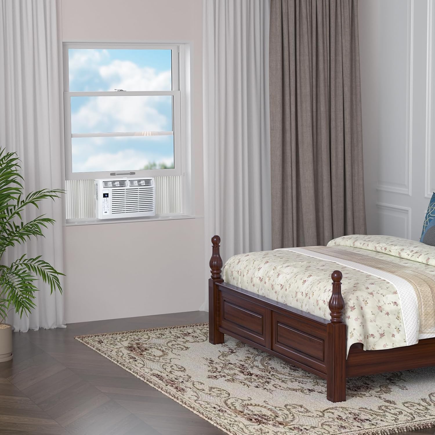 Window Air Conditioner 6,000 BTU, Window Type AC Unit with Cooling, Dry Mode, 4 Fan Speeds, 24-H Timer, Sleep Mode, Cooling for 250sq.ft Bedroom, Living Room, Office