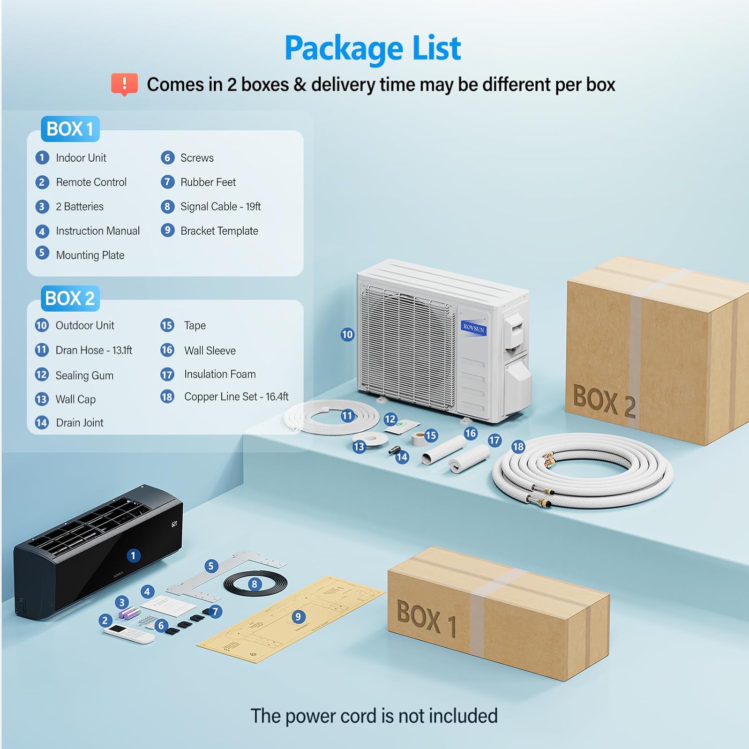 ROVSUN 9,000 BTU Mini Split Air Conditioner & Heater, 19 SEER2 115V Energy Saving Inverter Ductless Wall AC Unit with Pre-Charged Condenser, Heat Pump & Installation Kit, Black