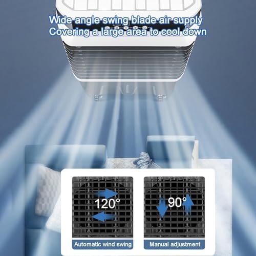 40L Evaporative Air Cooler, 3-in-1 Portable Air Conditioner, Cooling Fan & Humidifier with Remote, 120° Oscillation & 4 Ice Packs for Indoor/Outdoor Use