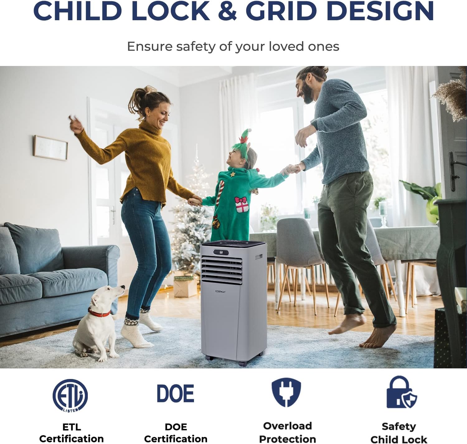 COSTWAY Portable Air Conditioner, 10000BTU Air Cooler with Drying/Fan/Sleep Mode, 2 Speeds, 24H Timer, Remote Control, Portable AC for Home & Office, Cools Room up to 350 Sq. Ft, Window Kit Included