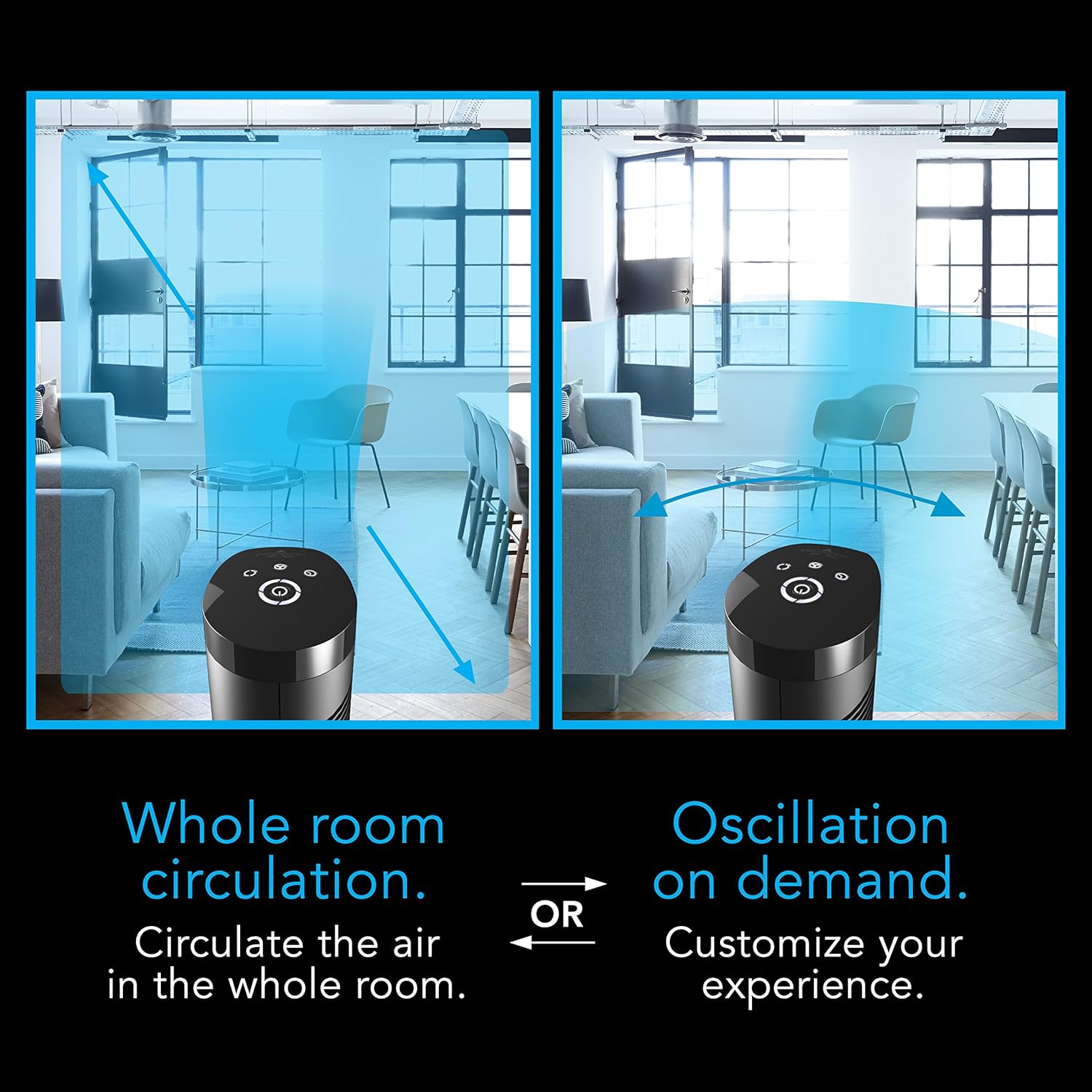 Vornado OSCR37 Oscillating Tower Fan and Air Circulator with Remote, Smooth Oscillation, Timer and Touch Controls, 37-Inch (Renewed)