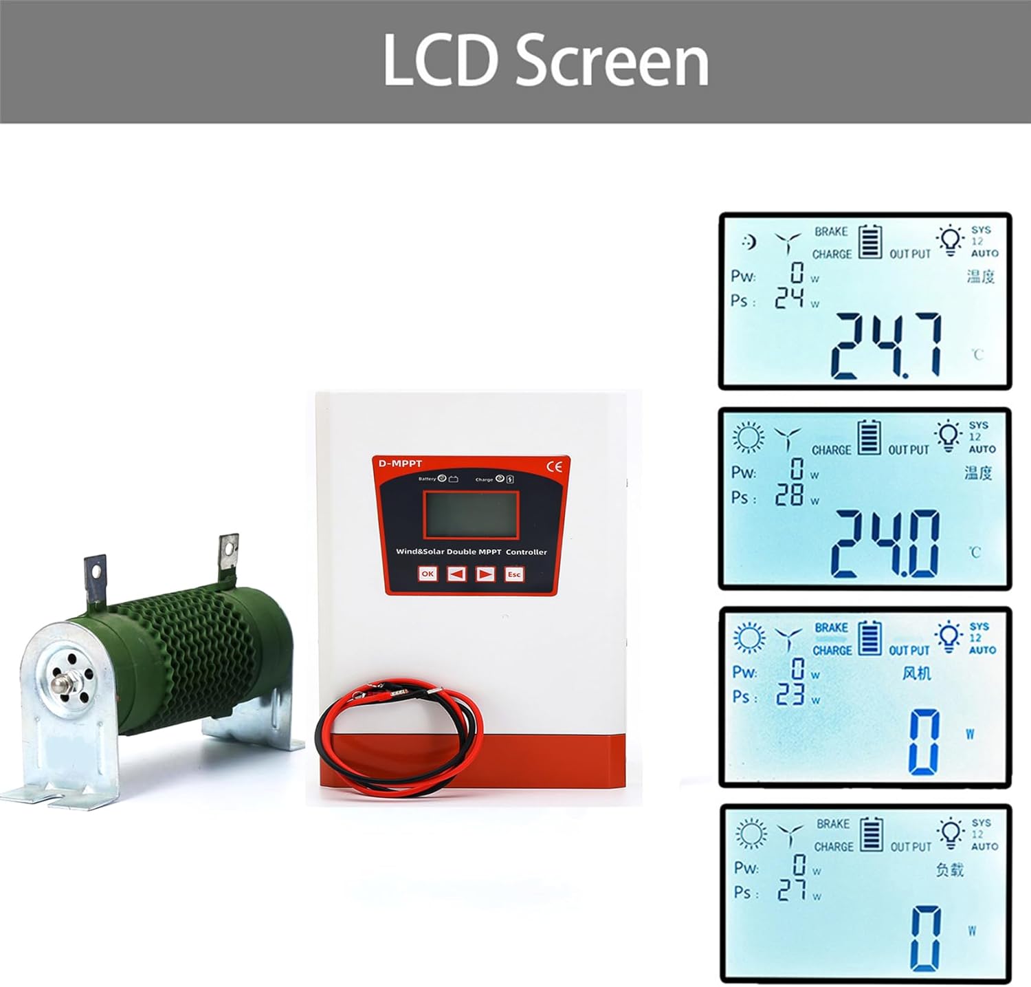 220v, 12V 24V 48V 220V 6000W MPPT Hybrid Wind Solar Charge Controller Regulator for Home Wind Solar Power Systemr Suitable for Wind Turbines