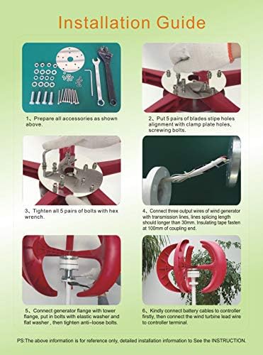 12000W Wind Turbine Generator Kit - 12V-220V 5-Blade 3-Phase AC Permanent Magnet - Ideal for Home, Streetlight & Renewable Energy Projects - High Efficiency