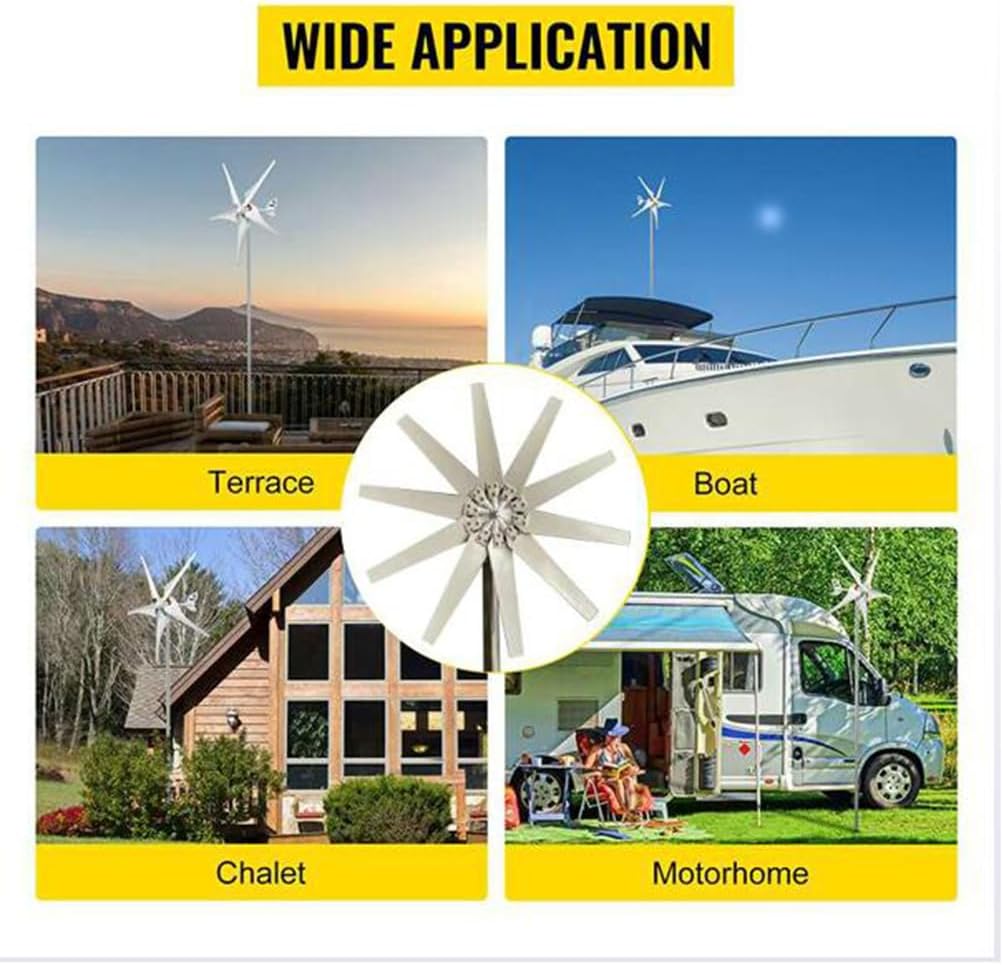 12000W Windmill Wind Turbine Generator Kit, 12V 24V 48V 10 Blades High Efficiency Horizontal Windmill Off Grid System Home RV Farm(with Controller)