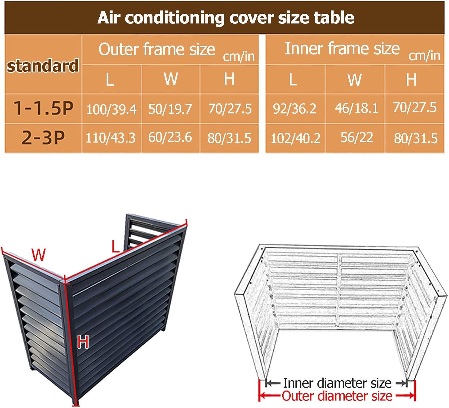 Cover for Outdoor Brown Air Conditioner Fence Screen - Hide Air Con Unit, Plant Display Rack Storage Shelf, Prevent Weeds with Condenser Protective Cover