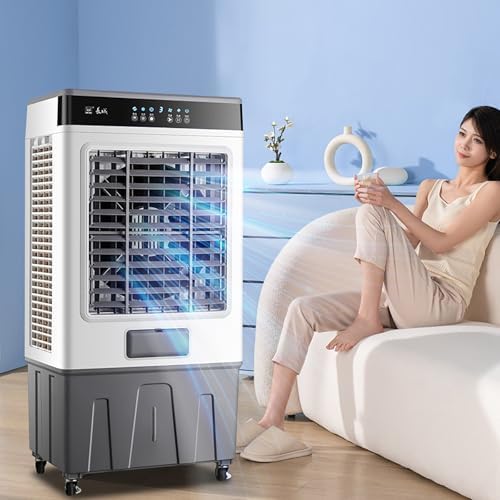 3-Speed Portable Air Conditioner Evaporative Cooler with Extra-Large Water Tank for Enhanced Cooling EfficiencySuitable for Large Rooms Gray 23.2in*15.7in*51.2in