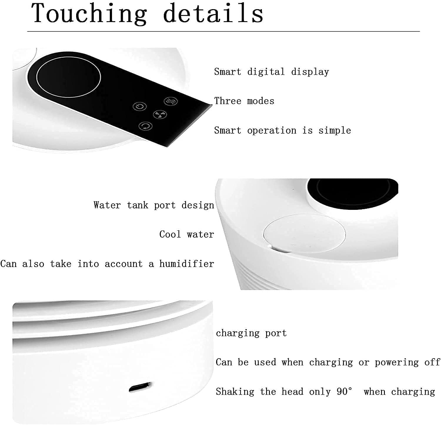 Portable Air Conditioner, 3 Speed Adjustable Evaporative Air Cooler Fan, Mini USB Powered Personal Air Cooler, for Home, Office, Bedroom