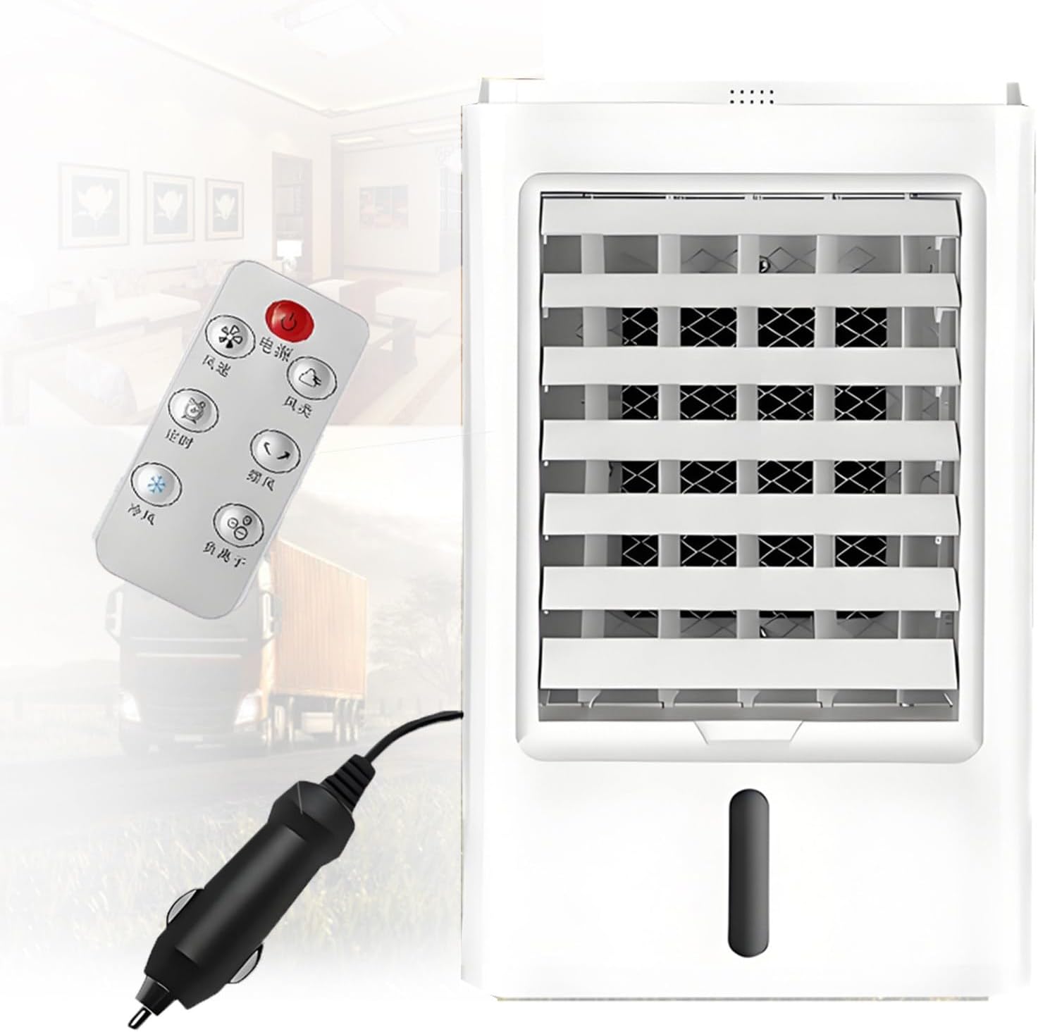 4-in-1 Portable Air Conditioners Personal Air Cooler Humidifier Cooling Fan Negative Ion Filter with Timer Remote Touch Screen Ac Unit Mini Fan 3-Speed and 4 Ice Packs 24VHomeCar