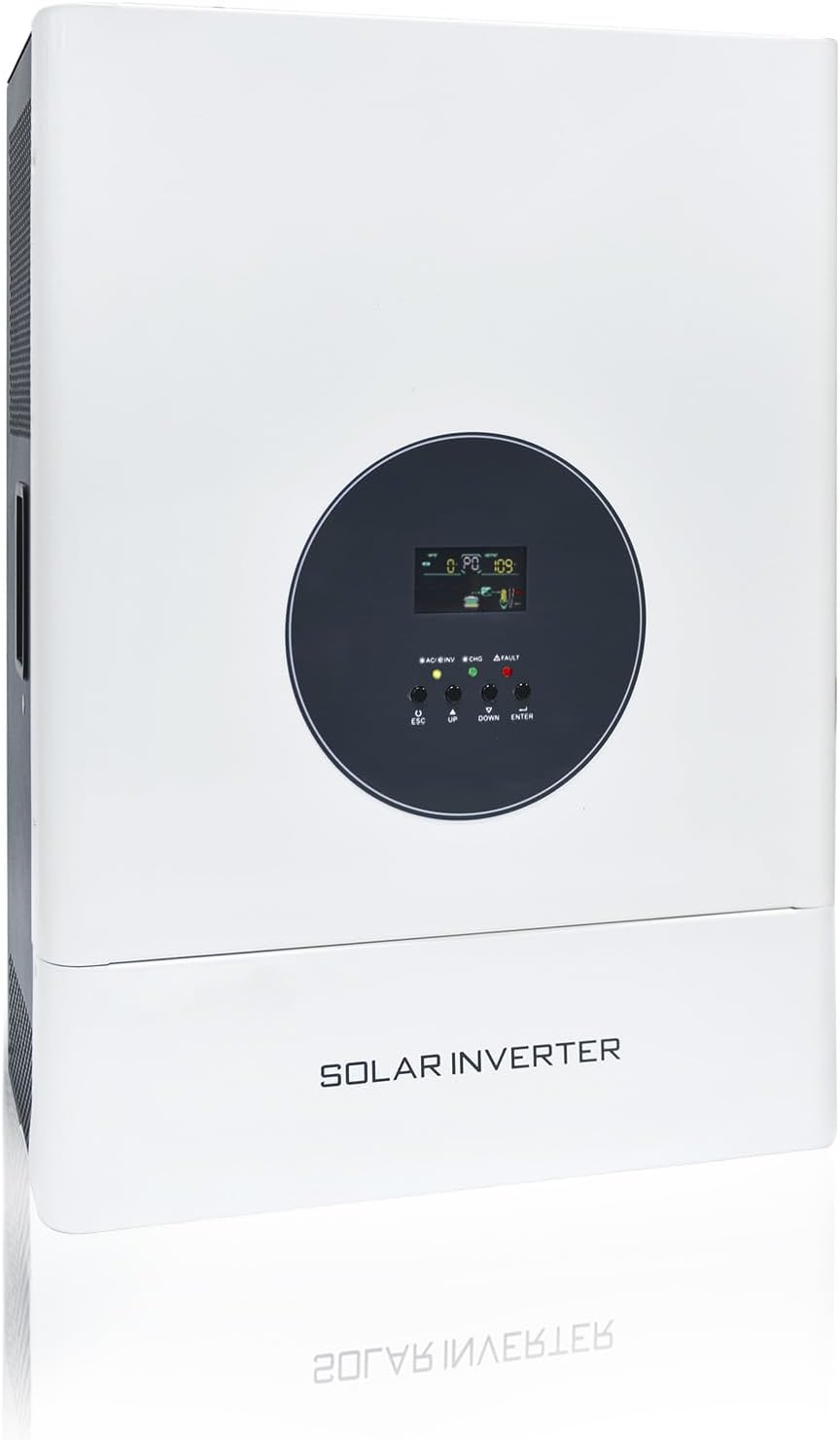 5000W Split Phase Hybrid Solar Inverter, 48V to 110V/240VAC, Built-in 120A MPPT Solar Charge Controller, Max.PV Input 6400W, 150VDC, 60A, Work for 48V Lead Acid/Lithium Batteries, for Home,RV,Truck