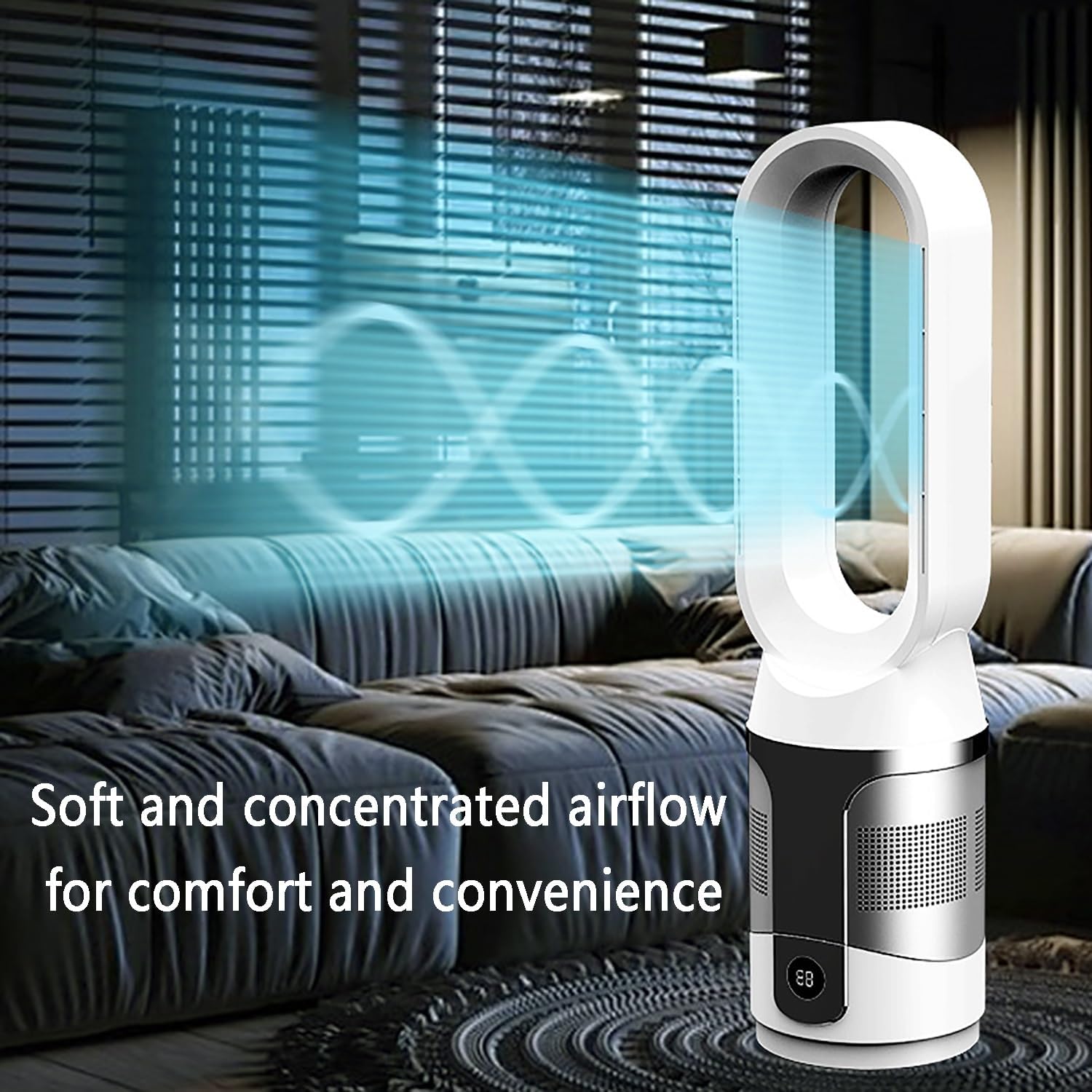 Bladeless Cooling Fan, Tower Fan ,Oscillating Pedestal Fan with Remote Control, 10 Speeds, 9H Timer,Air circulation, cold and warm, can be used all year round, for Indoor Home Bedroom Office Room(Gold