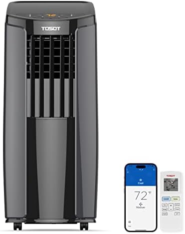 TOSOT 10,200BTU (6,200 BTU SACC) Portable Air Conditioner, Smart Wifi Control, AC Unit with Dehumidifier, Fan, Window Kit for Easy Installation, Cool Rooms Up to 400 Square Feet, Shiny Series