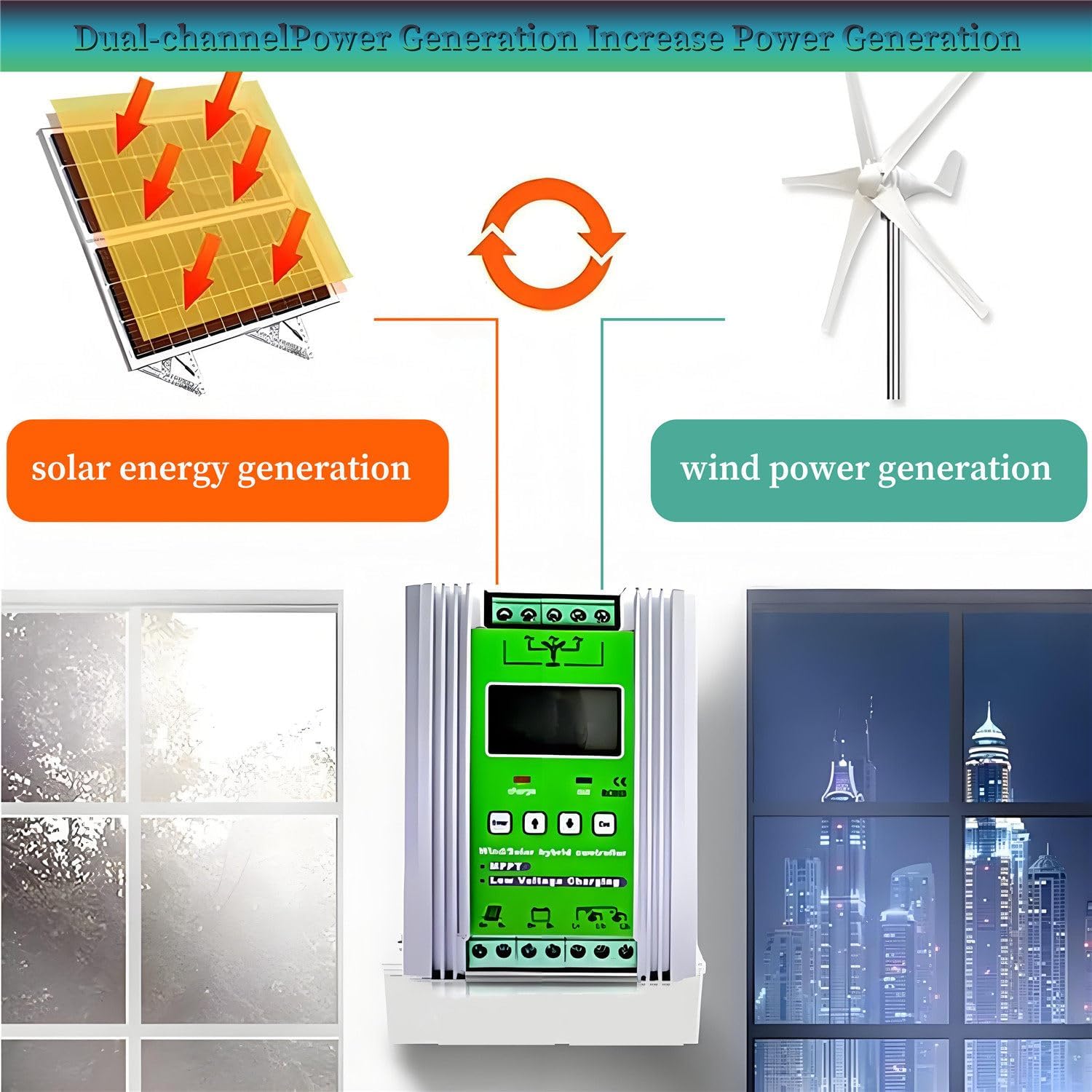 16000W Turbine Generator Controller,Wind Solar Hybrid Charge Controller,with Dump Load,MPPT Boost Charge Regulator,with LCD Display,for Home,Boat,Street Light 48V