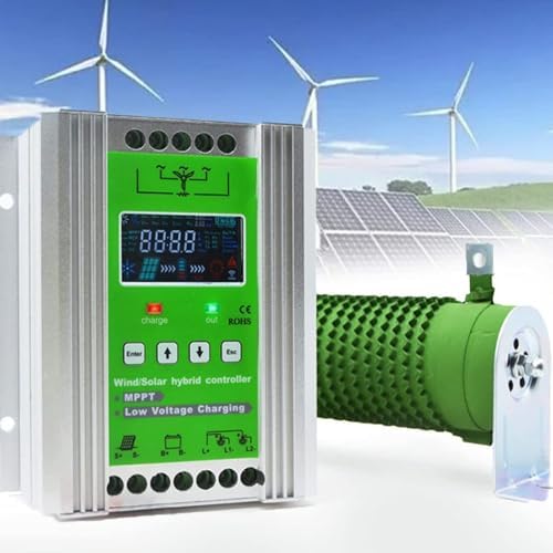 Hybrid Wind Solar Charge Controller - MPPT 12V/24V/48V Auto Boost for Off-Grid Battery Systems, LCD Display, Supports 800W Wind & 600W Solar Panel