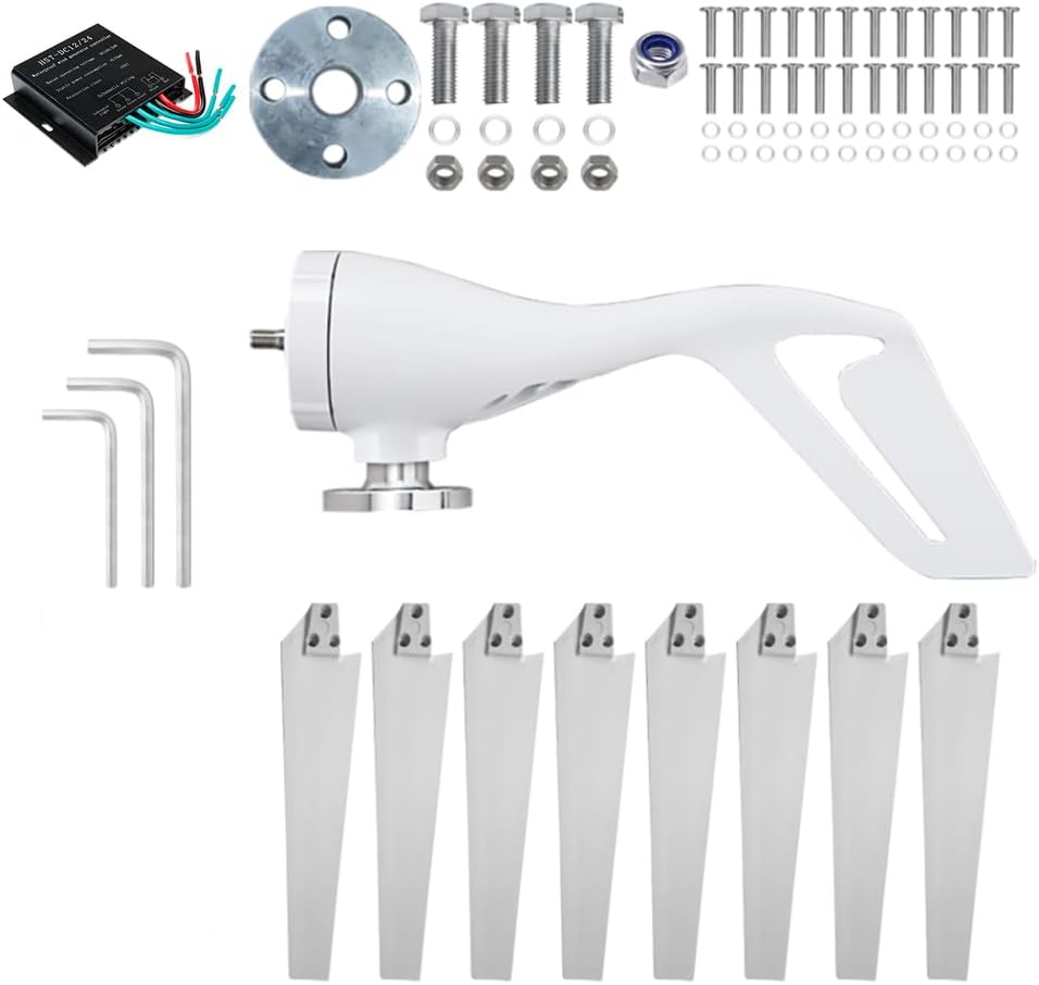 Low Noise 3500W Horizontal Wind Turbine Generator Set, with MPPT Controller 12V 24V 48V 220V High Power Home Wind Turbine Kit for Solar Power Generation System
