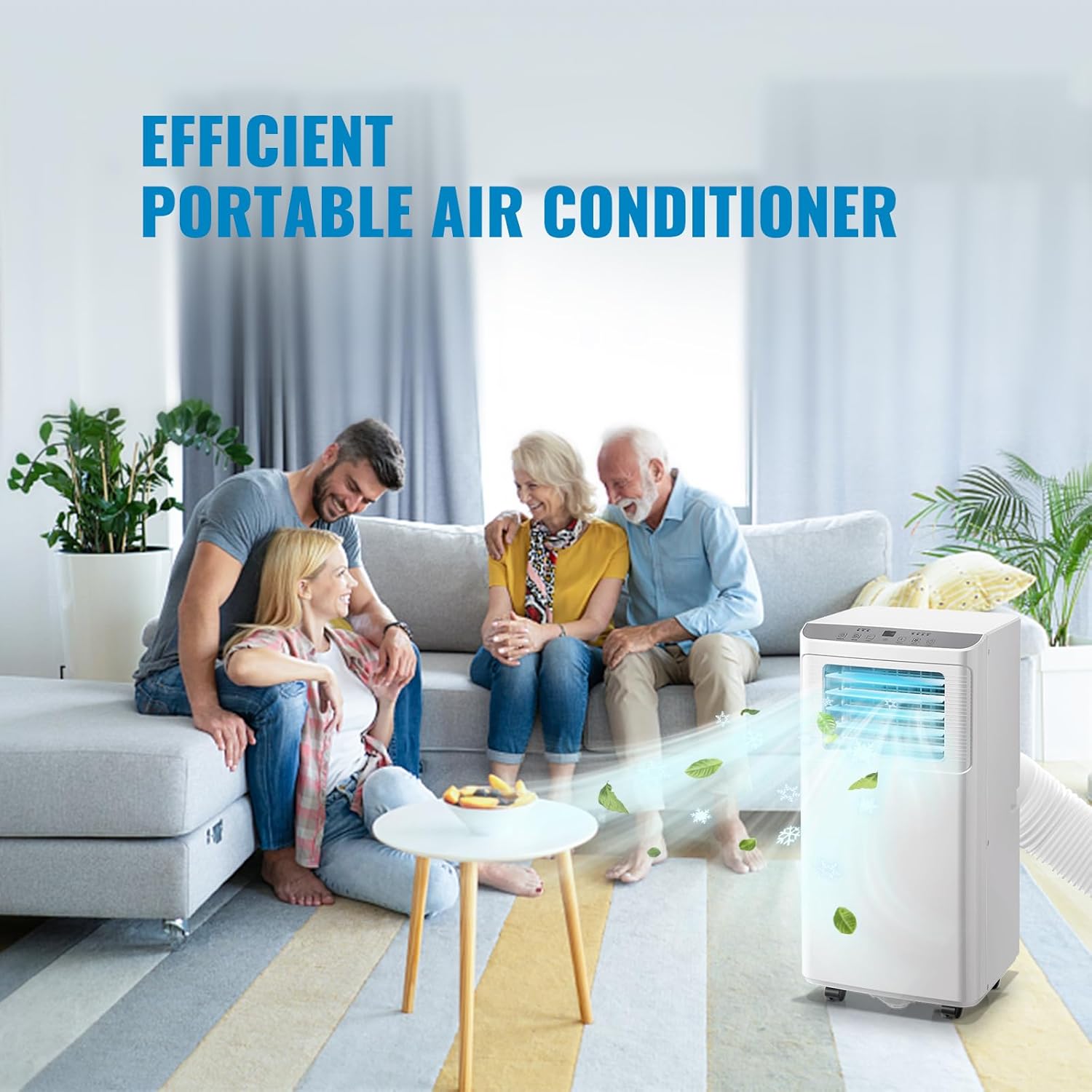 WANAI Portable Air Conditioner Standing Floor 8,000 BTU ASHARE(5,000 BTU SACC) AC Unit with Built-in Dehumidifier & Fan, Remote Control and Window Installation Kit Included, LED Display, White