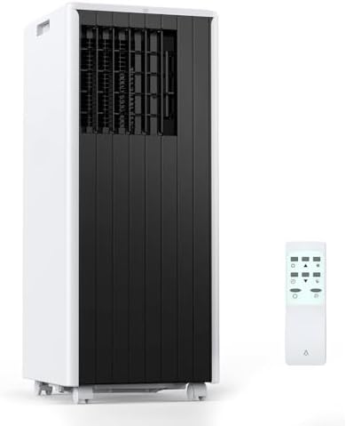 8,000 BTU Portable Air Conditioner, Smart Control, Cools Up to 350 Sq. Ft., With Dehumidifier & Fan Mode, Easy- to-Use Remote Control & Window Installation Kit Included, Black