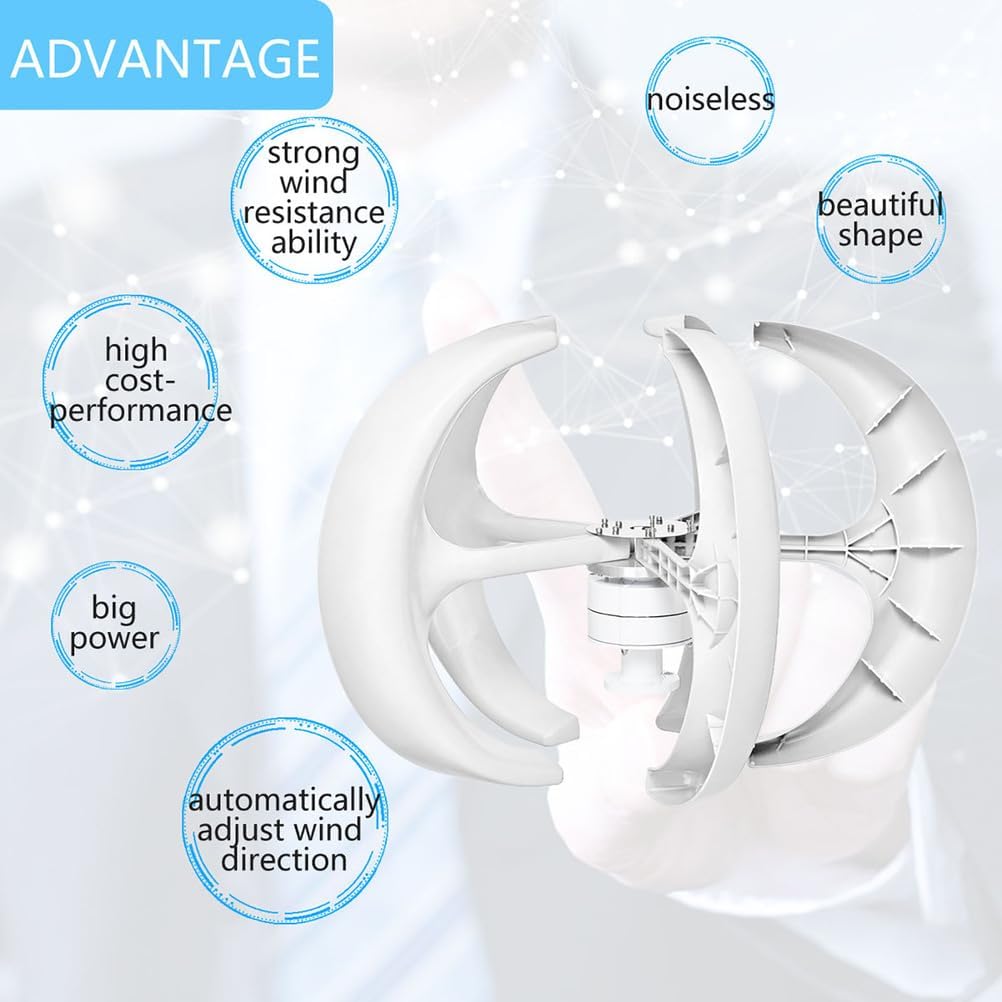 6000W 5 Blades Vertical Wind Turbine W/Controller,12V 24V 48V for Home Use Low Wind Speed Start No Noise Small Wind Turbine Generator,48v