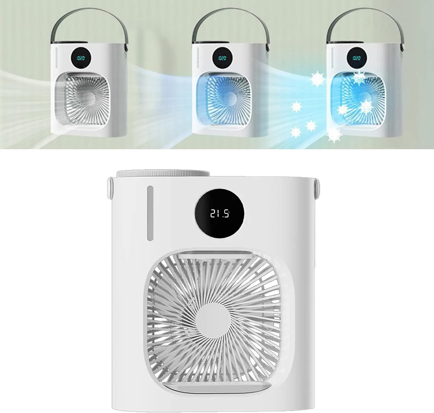 GLOGLOW Mini Air Conditioner, 900ML 3 Speeds Portable Air Cooler with Low Noise Cooling Humidifying, USB Powered for Home Office Indoor Use