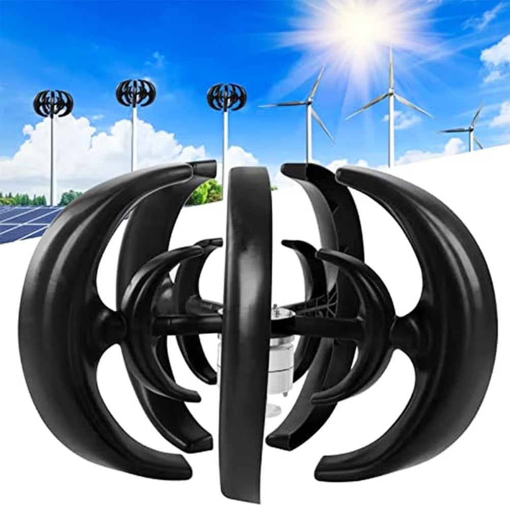 12000W Low Noise Vertical Axi Wind Turbines Generator Kit, 5 Blades Vertical Wind Turbine with Controller for Home Hybrids Streetlight(12V 24V 48V)