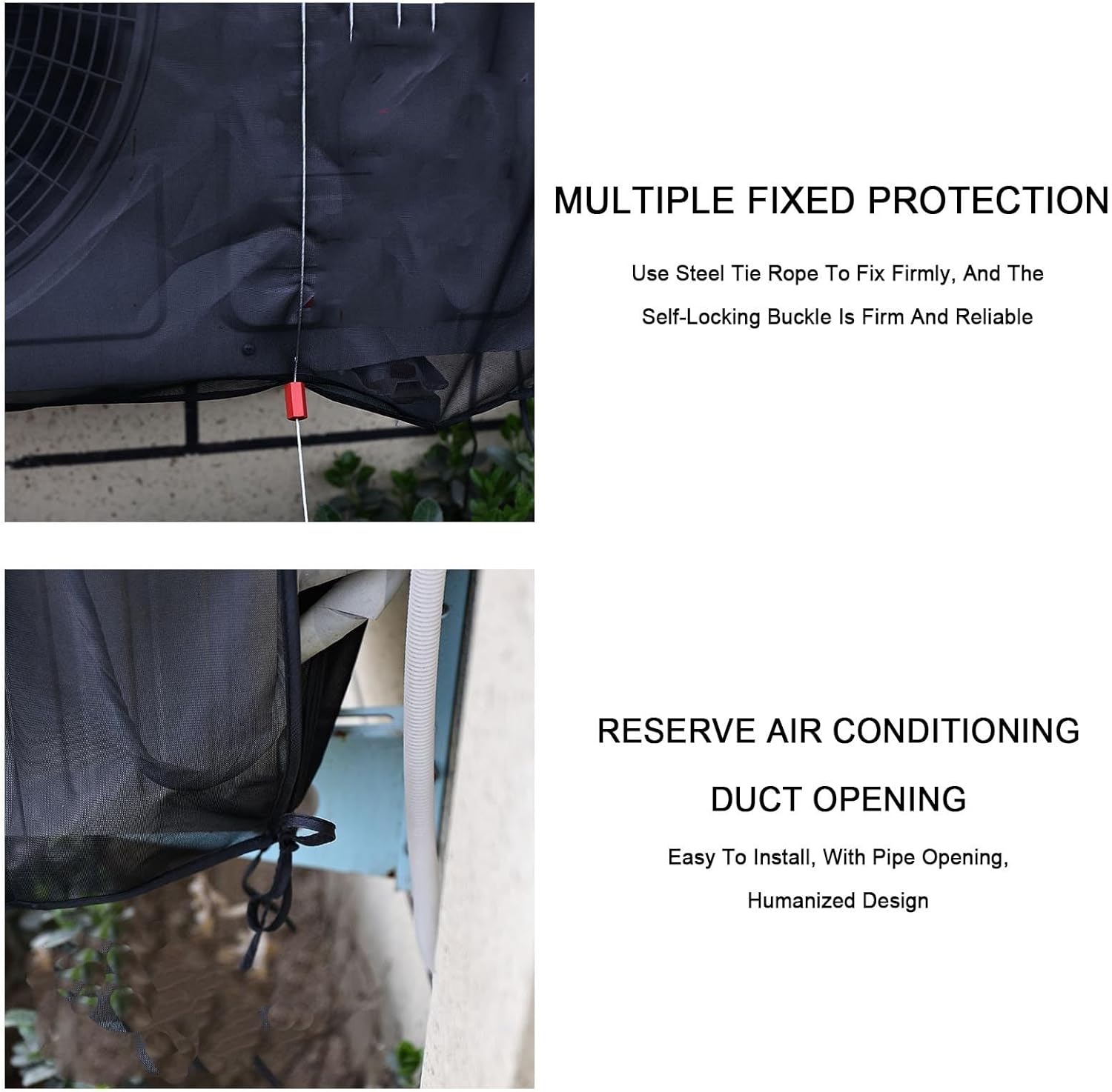 Window Air Conditioner Unit Cover, Air Conditioner Protection Cover Waterproof Defender Rain Snow Protection Sheet(Black net,43.3*20.5inch)