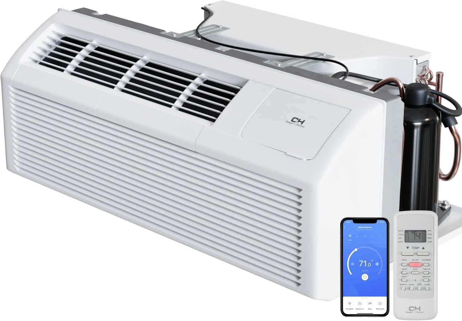 Cooper & Hunter 15,000 BTU PTAC Packaged Terminal Air Conditioner & Heat Pump – Built-In 3.5kW Electric Heater – Includes Wireless Smart Kit, Remote & Power Cord – R-32 Refrigerant