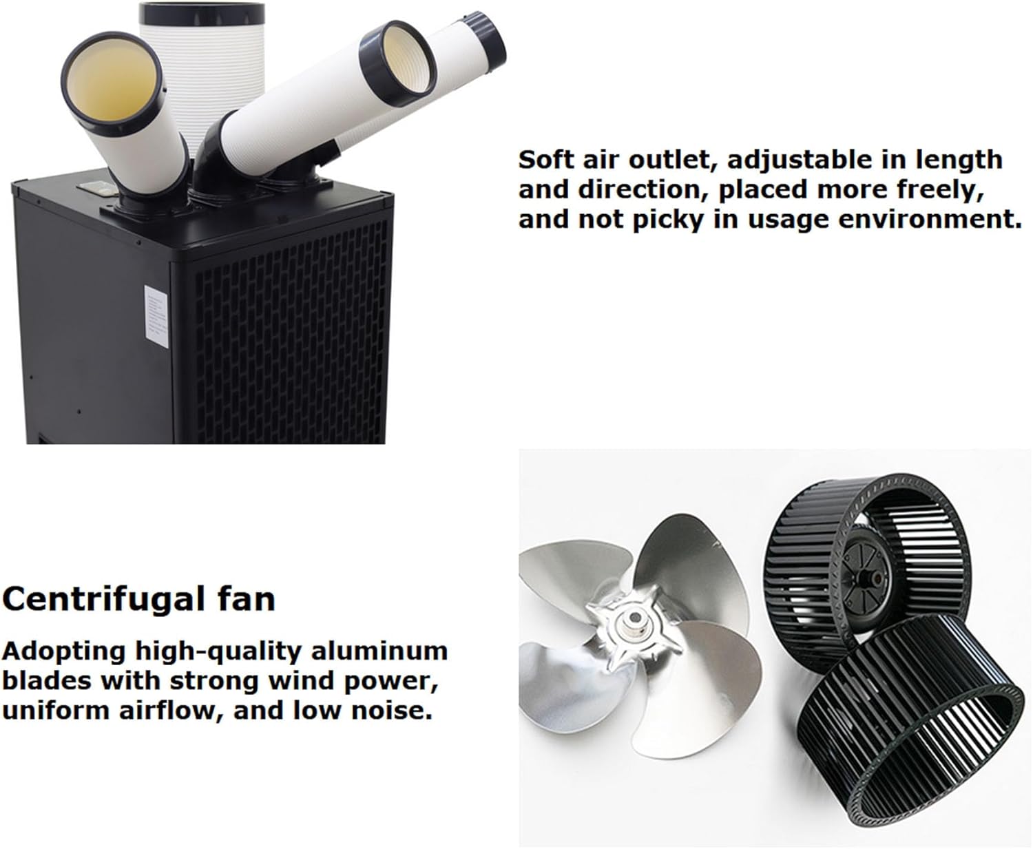 220V Industrial Air Conditioner Outdoor Air Conditioning Fan Equipment Three Tube 1000-1100m³/h Black