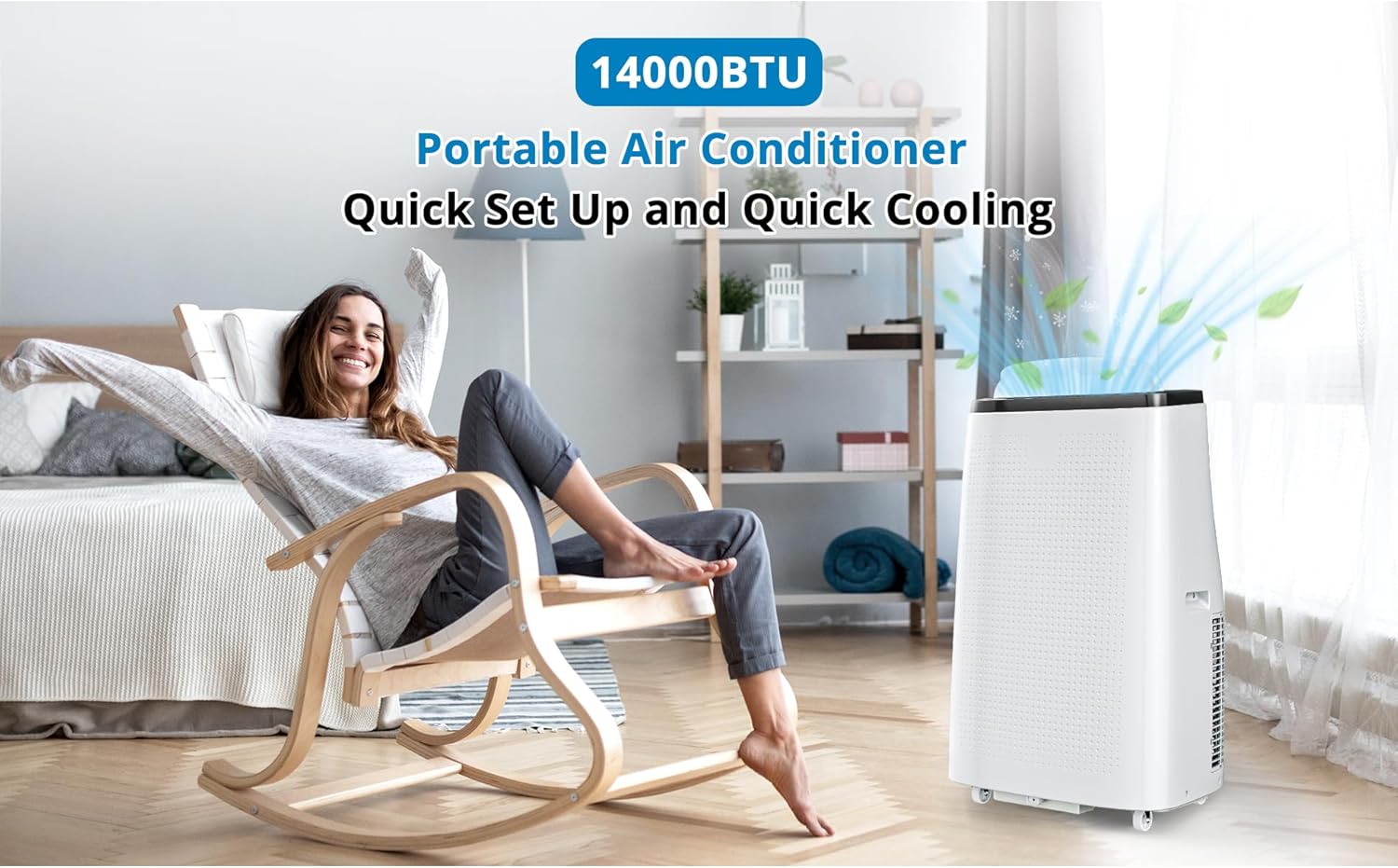 14000 BTU Portable Air Conditioner,3 in 1 AC Unit Cools 500-700 Sq Ft Rooms with Remote Control&LED Display,Ac Unit with 24 Hour Timer,Sleep Mode Dehumidifier&Fan Function for Living Room,Garage