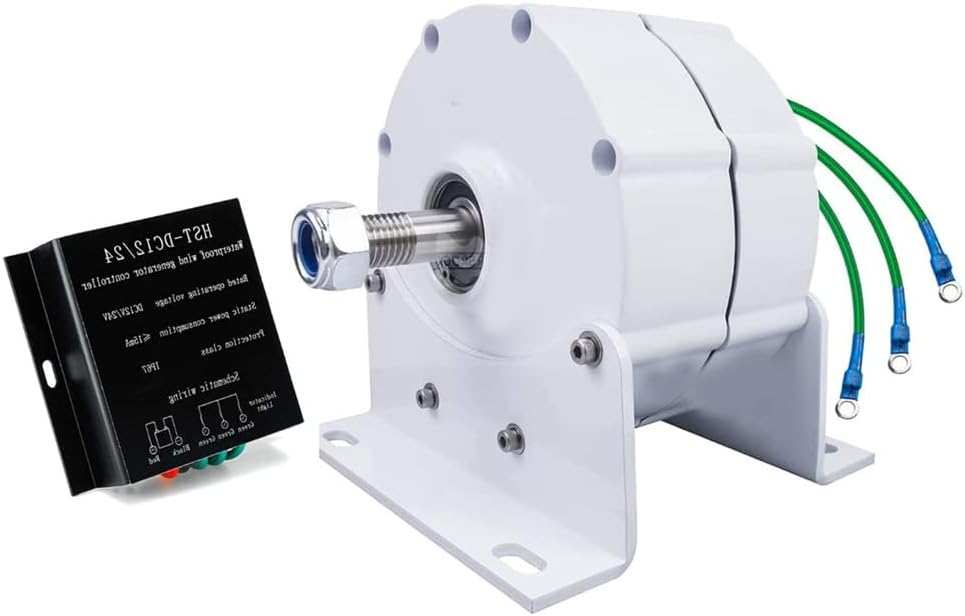 3000W Small Low Speed Wind Turbinewith Controller,12V 24V 48V 220V Gearless Permanent Magnet for DIY Your Own Horizontal Wind Turbine (with Base),24v