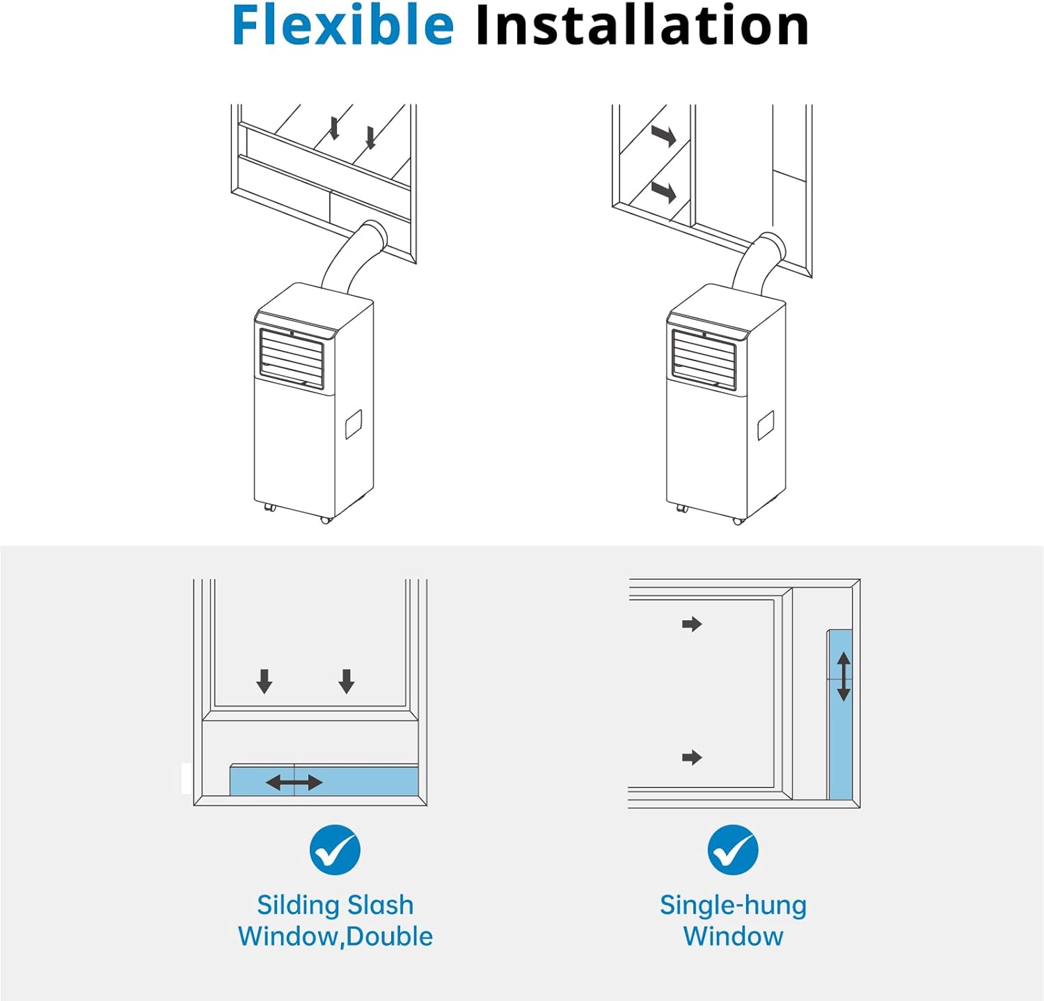 8,000 BTU Portable Air Conditioners Cools Up to 350 Sq.Ft, 3-In-1 Portable AC Unit With Dehumidifier, Fan, Cooling Mode & Window Kit, Room Air Conditioner Portable for Bedroom, Living Room, Office