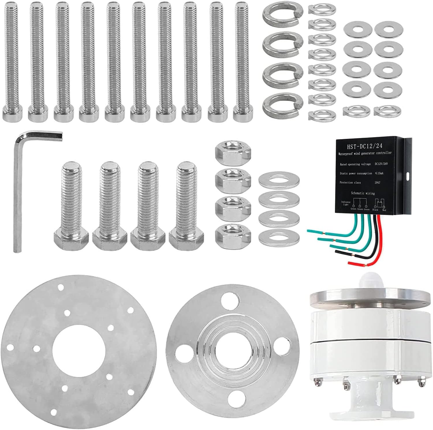 3000W 1.8M/S Wind Turbine Generators Kit, 3 Phase AC Lantern Wind Turbine Generator, 5-Blade 12V 24V 48V 220V with Controller, Suit for Home, Camping & Boat Use,24v