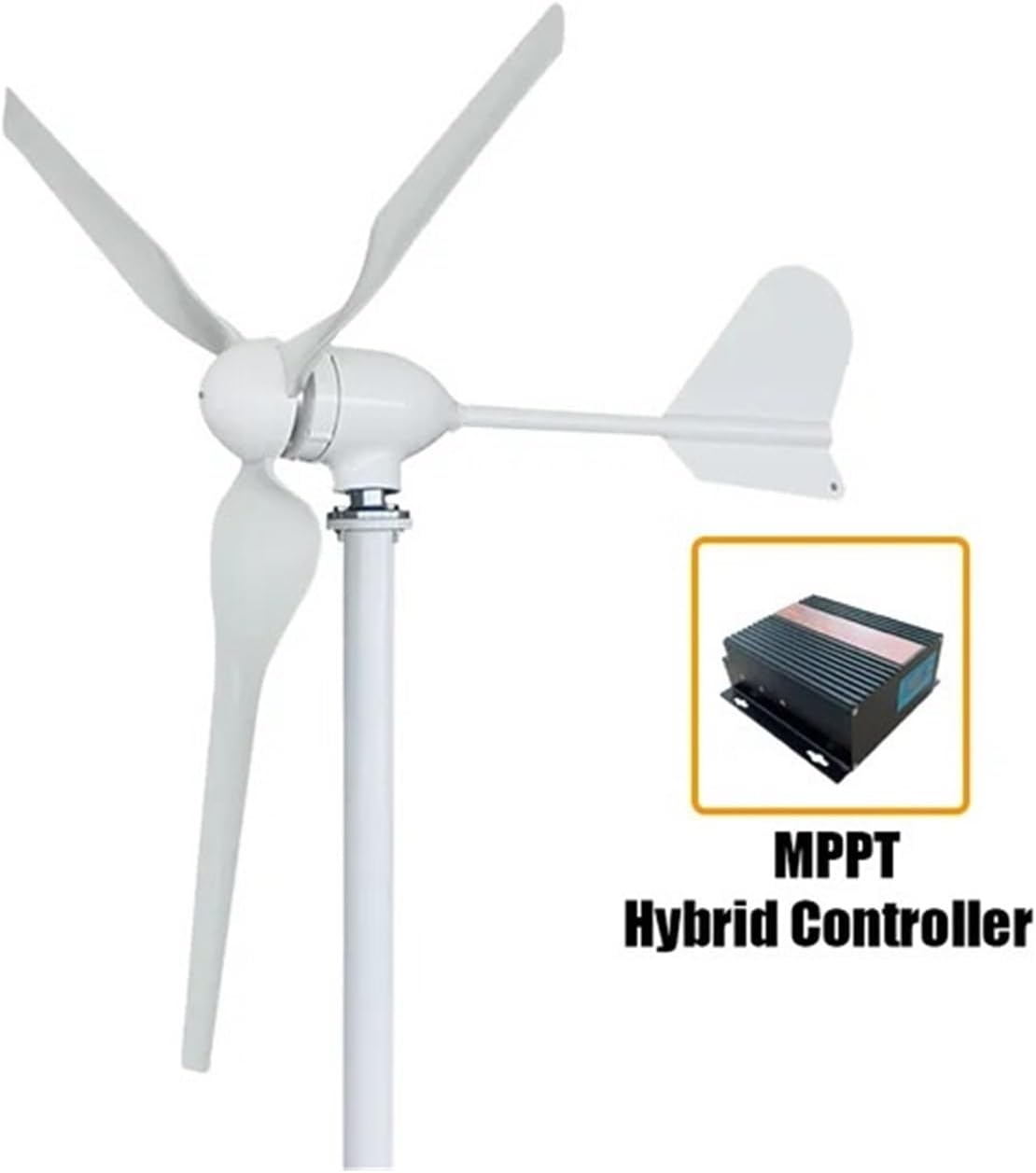 3000W Wind Turbine Generator Kit, Horizontal Turbine with 3 Blades 12V/24V/48V Low Noise Industrial Energy(MPPT Hybrid Control,24V)