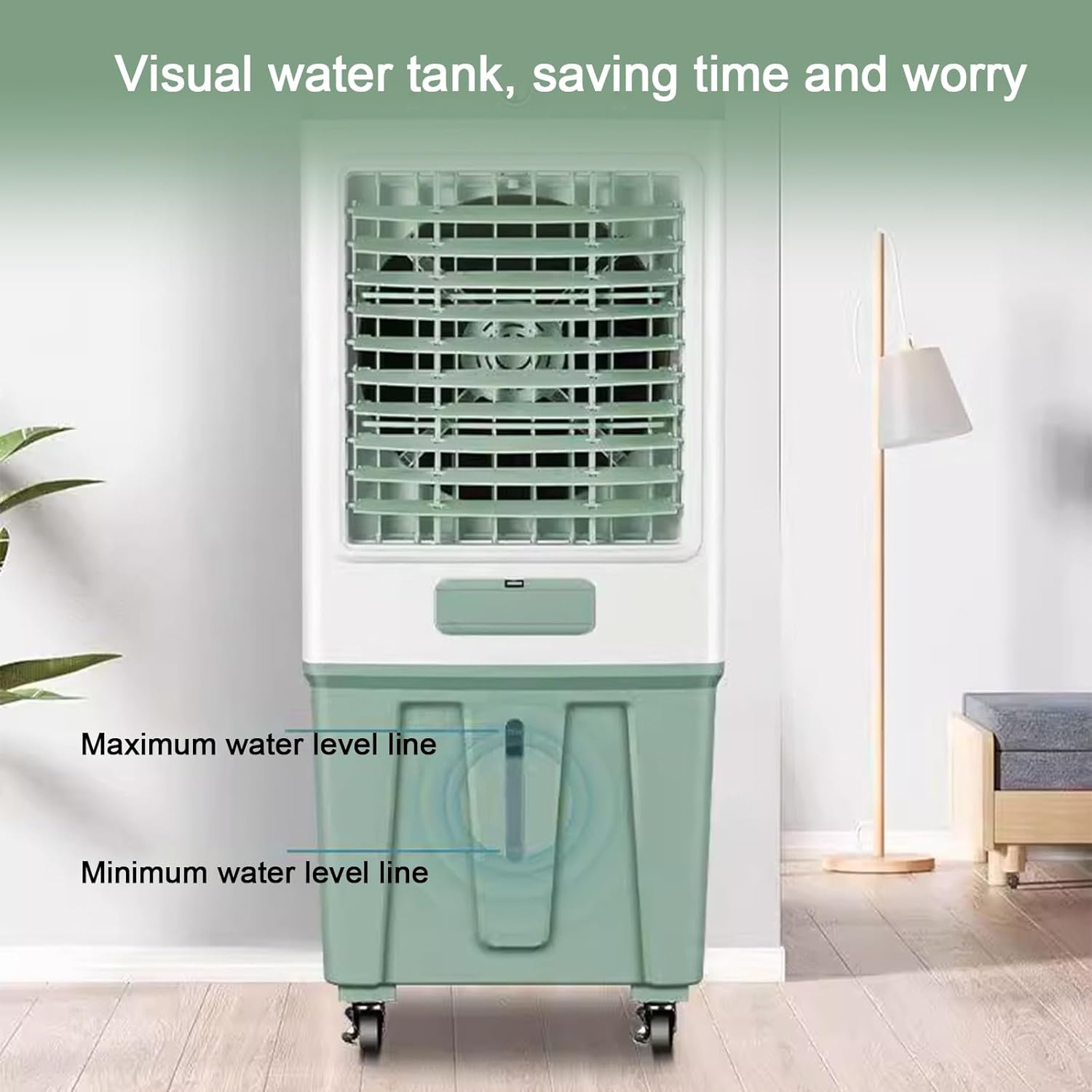 Portable Swamp Cooler, Evaporative Air Cooler, 10.5 Gal Water Tank, 4 Ice Packs, 3 Wind Speeds, Swamp Air Conditioner for Indoor, Outdoor, Garage(47x34x112cm(18.5x13.4x44in))